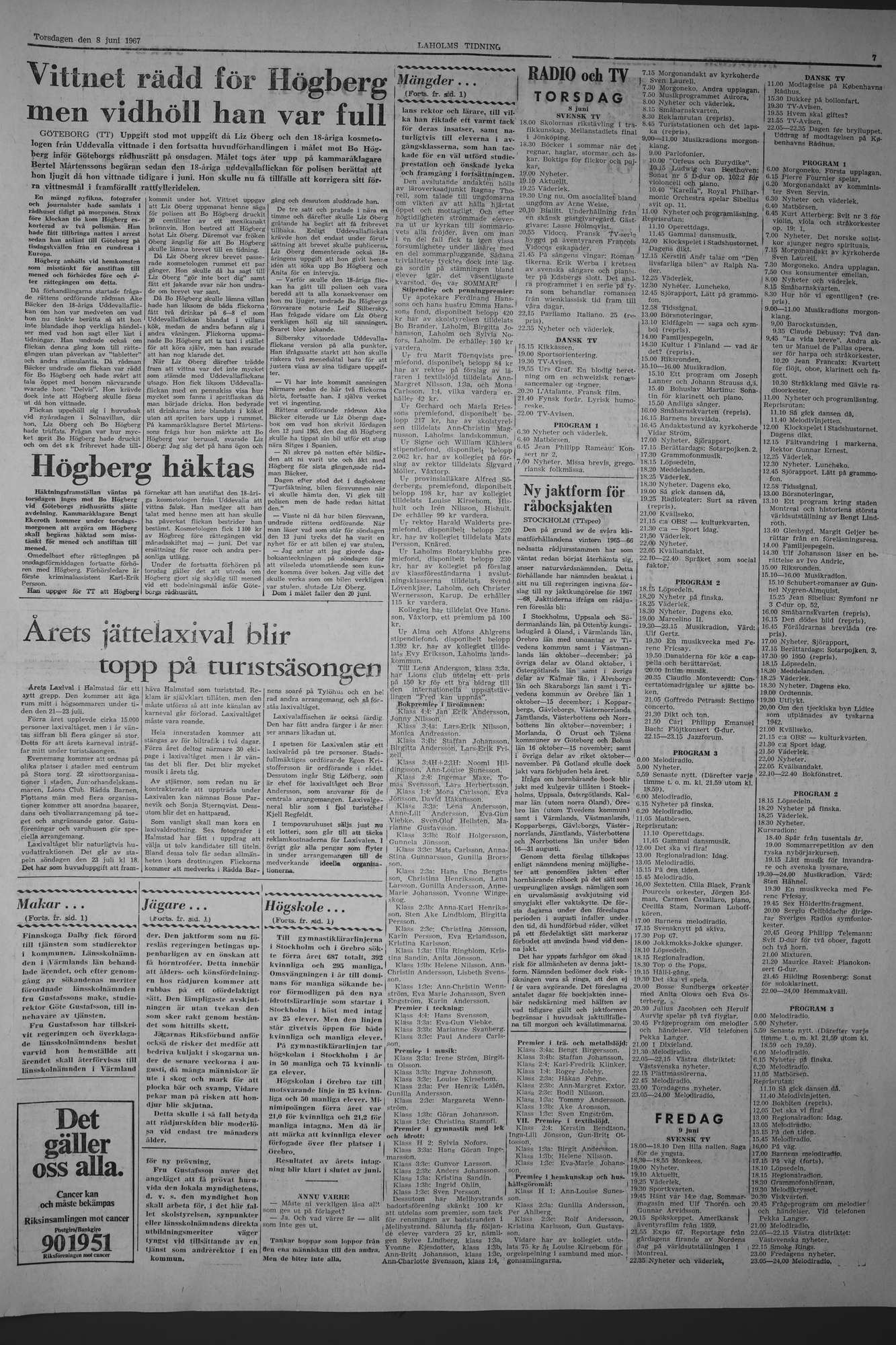 Laholms Tidning Torsdag 8 juni 1967, sida 7