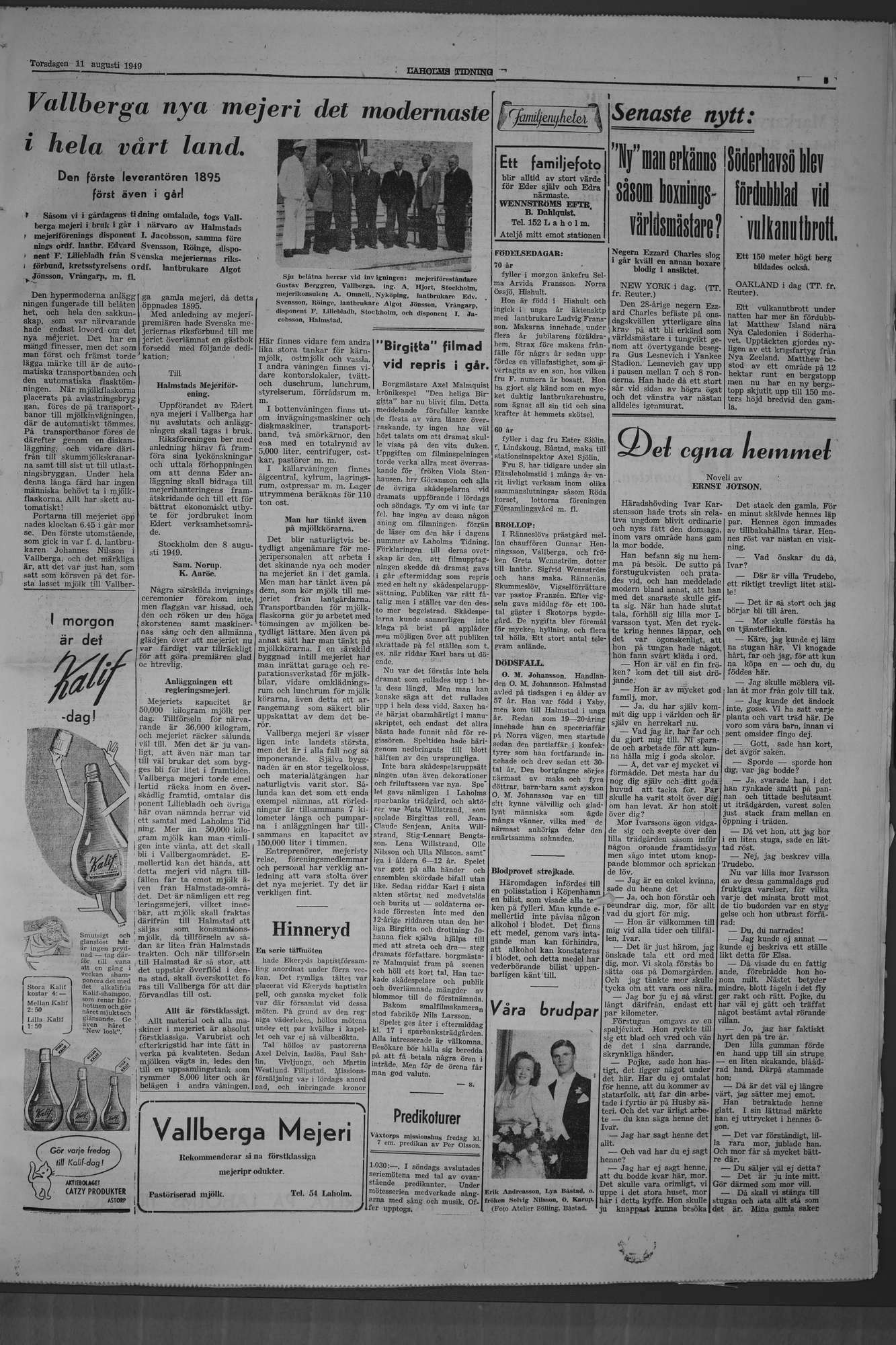Laholms Tidning Torsdag 11 augusti 1949, sida 3