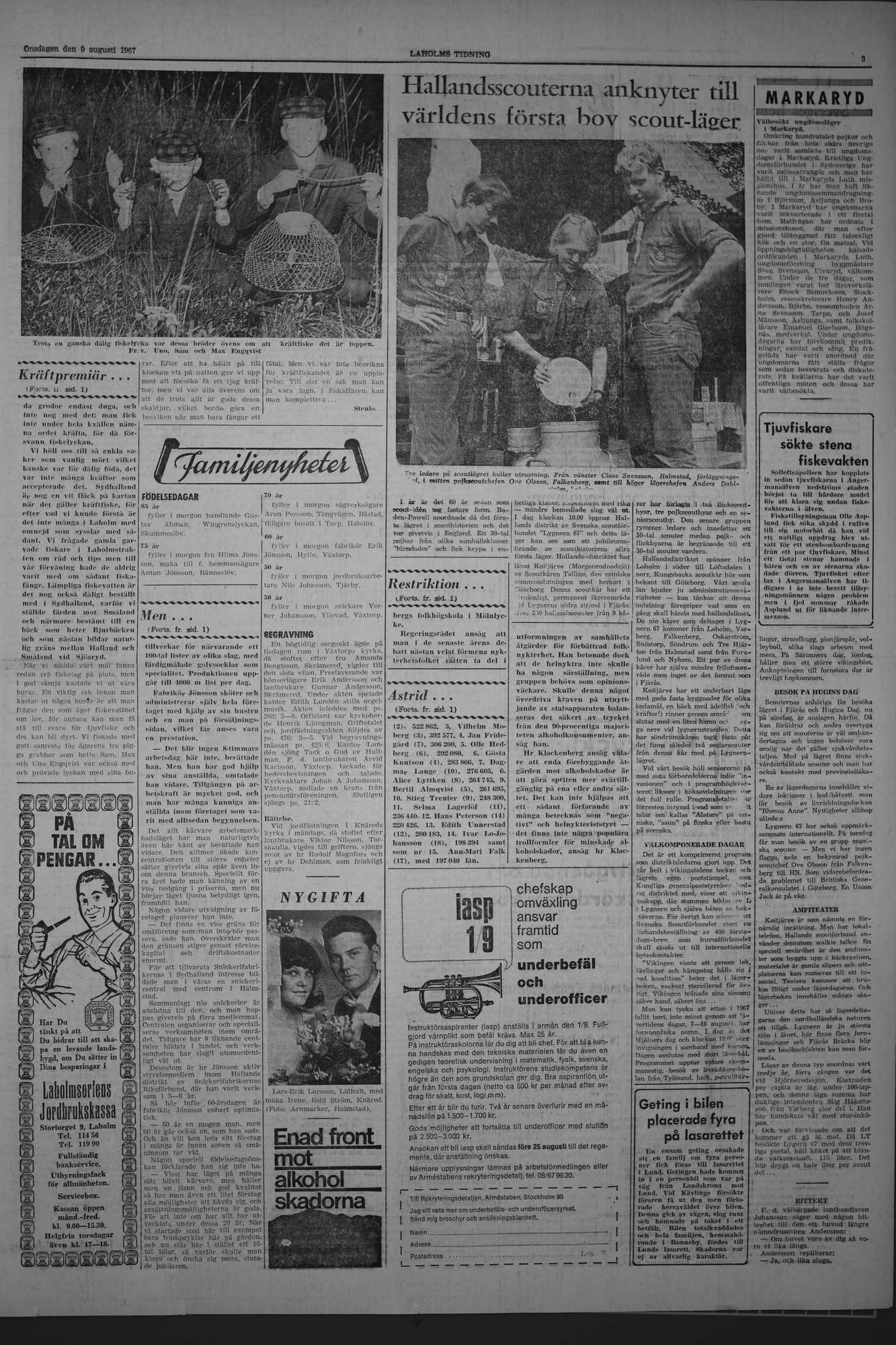 Laholms Tidning Onsdag 9 augusti 1967, sida 3