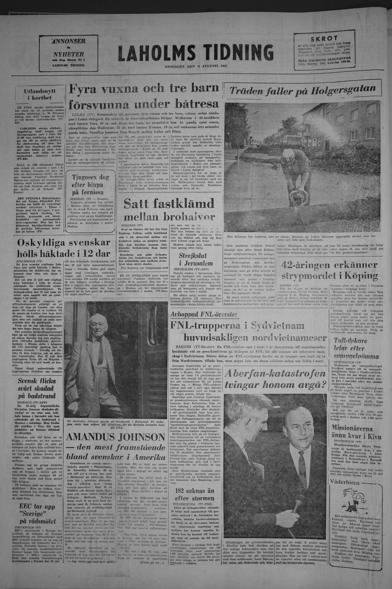 Laholms Tidning Onsdag 9 augusti 1967, sida 8