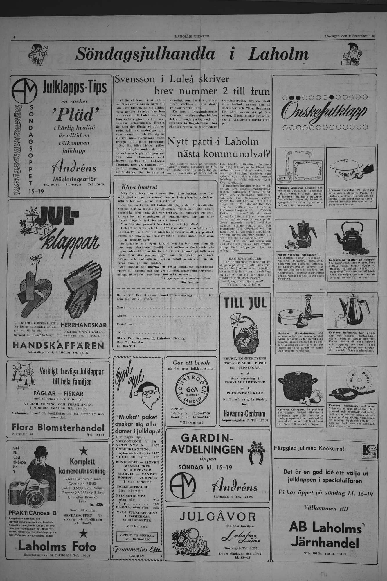 Laholms Tidning Lördag 9 december 1967, sida 4