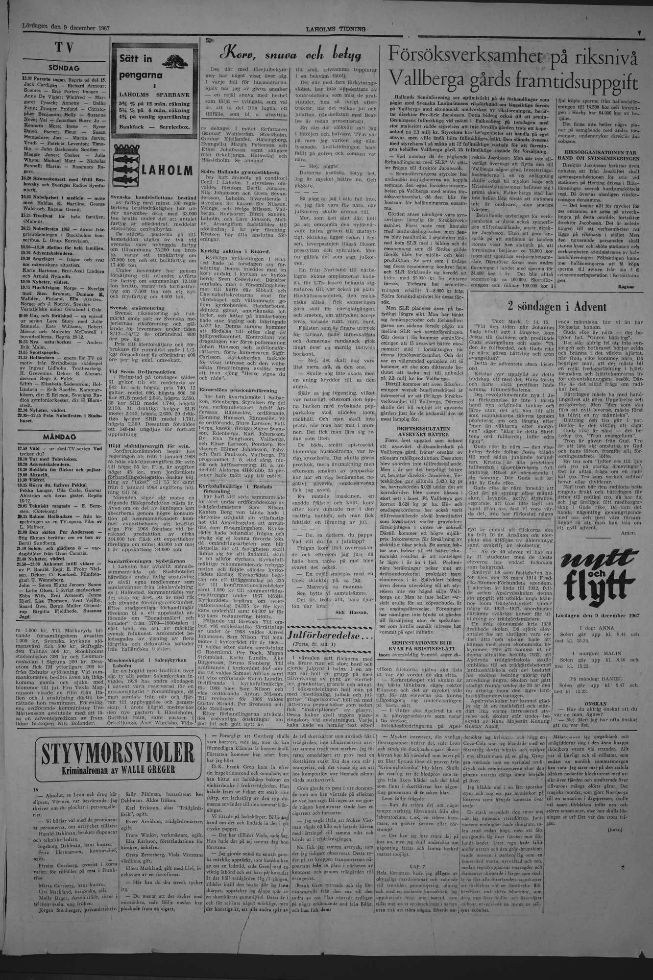 Laholms Tidning Lördag 9 december 1967, sida 7