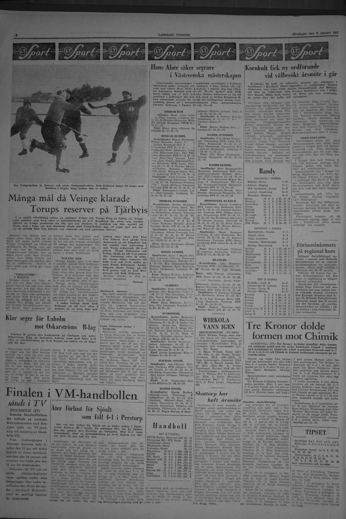 Laholms Tidning Måndag 9 januari 1967, sida 6