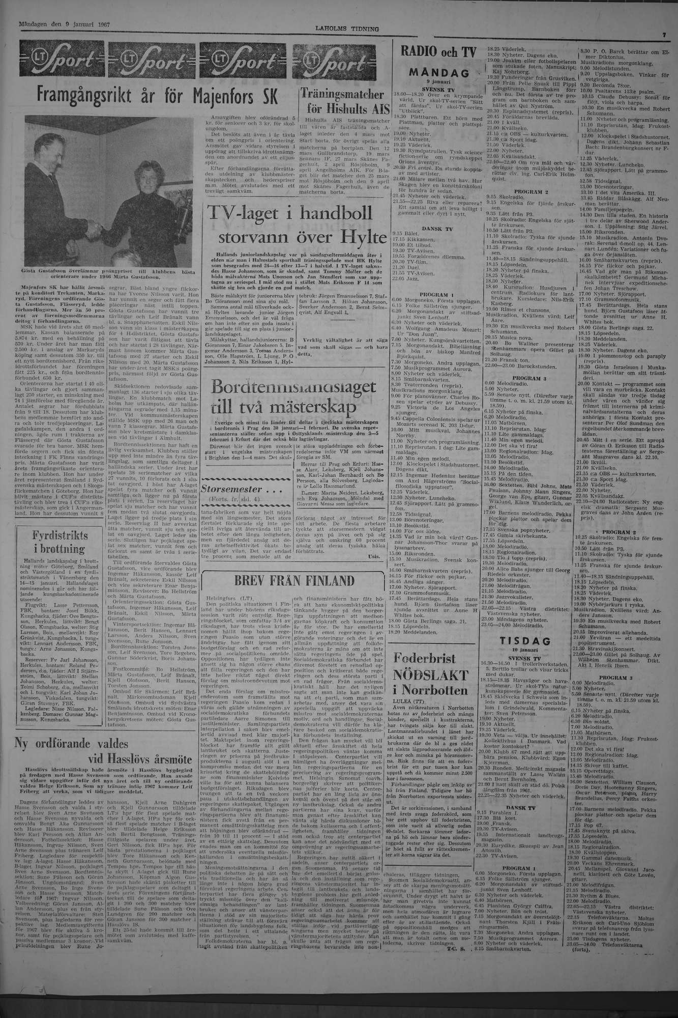 Laholms Tidning Måndag 9 januari 1967, sida 7