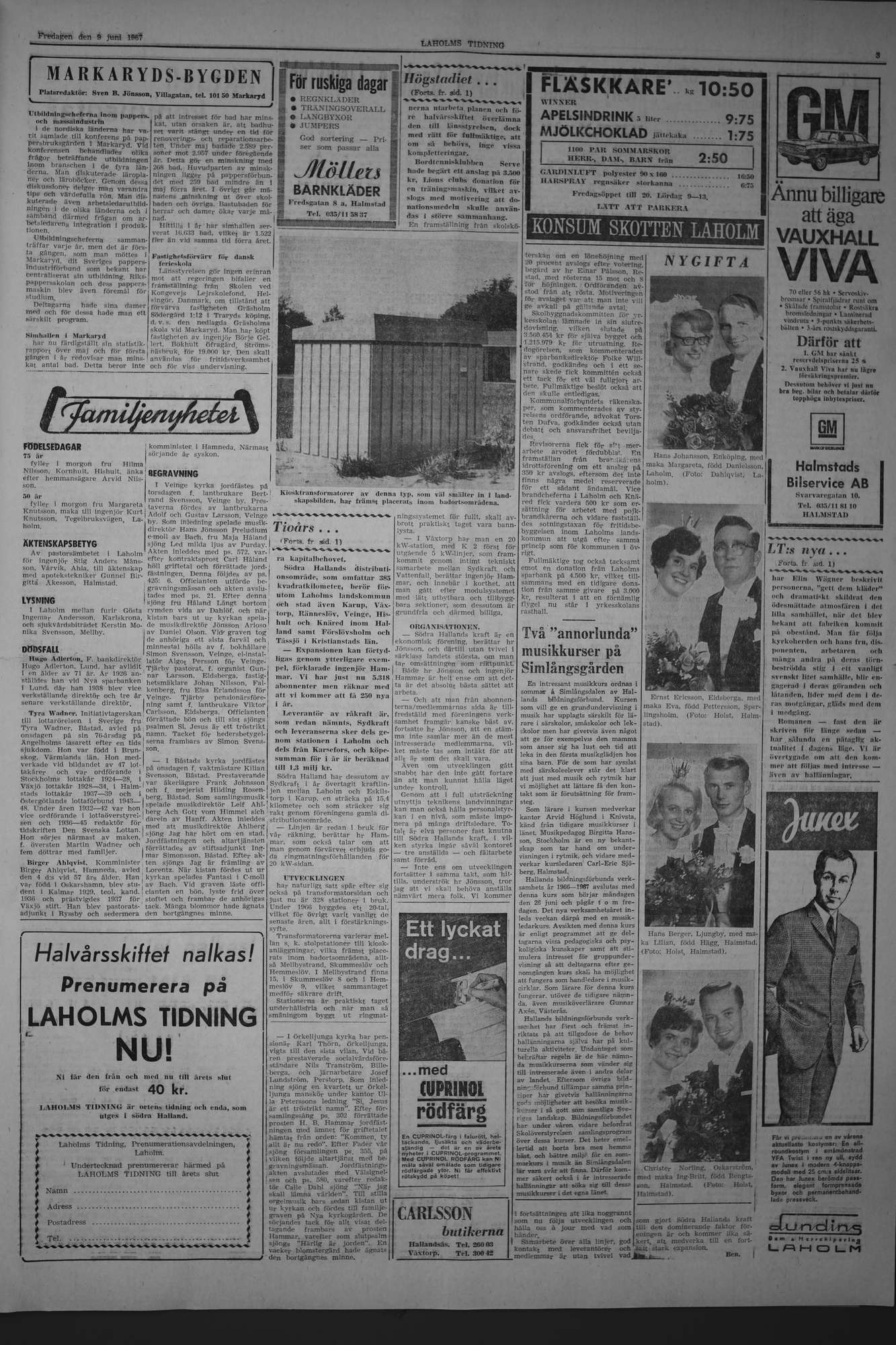 Laholms Tidning Fredag 9 juni 1967, sida 3