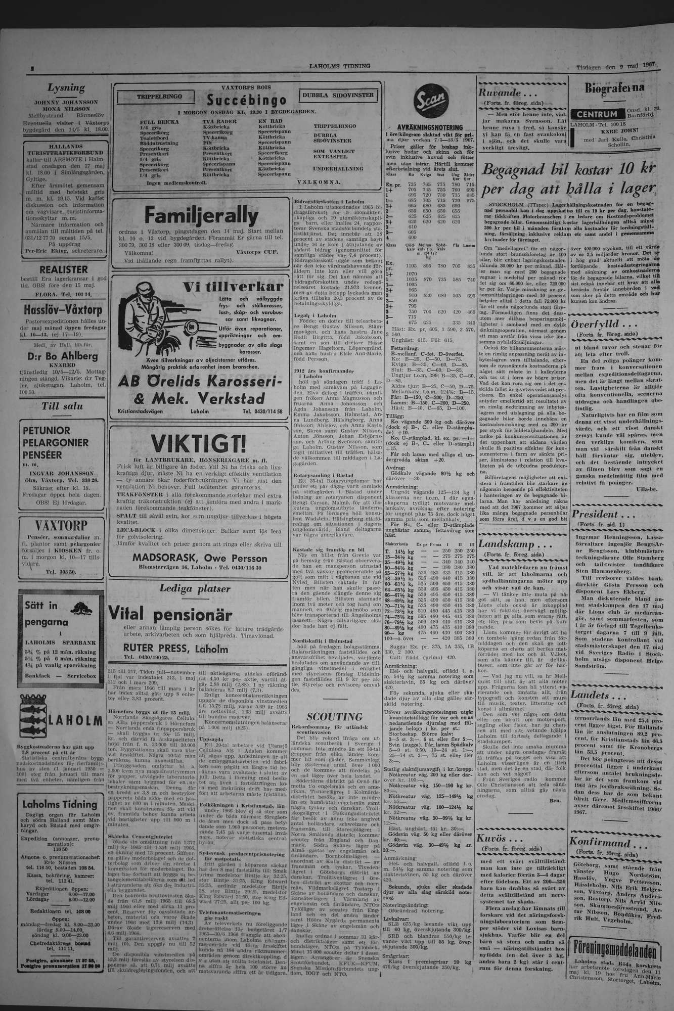 Laholms Tidning Tisdag 9 maj 1967, sida 2