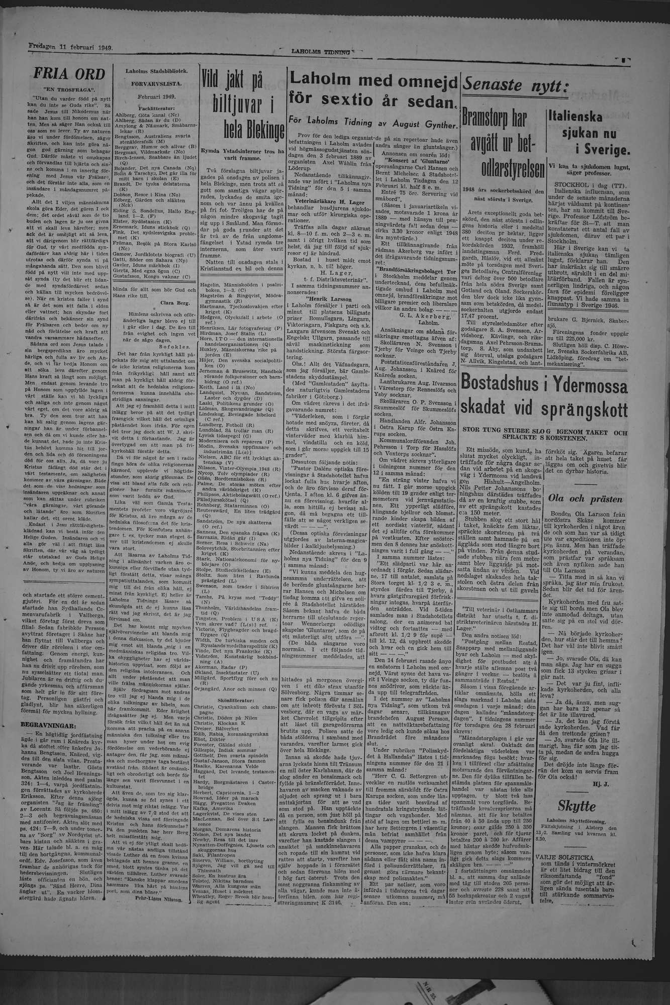 Laholms Tidning Fredag 11 februari 1949, sida 3
