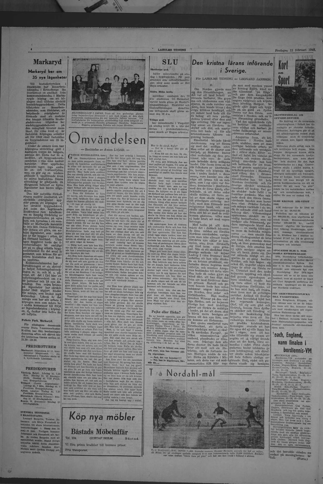 Laholms Tidning Fredag 11 februari 1949, sida 4