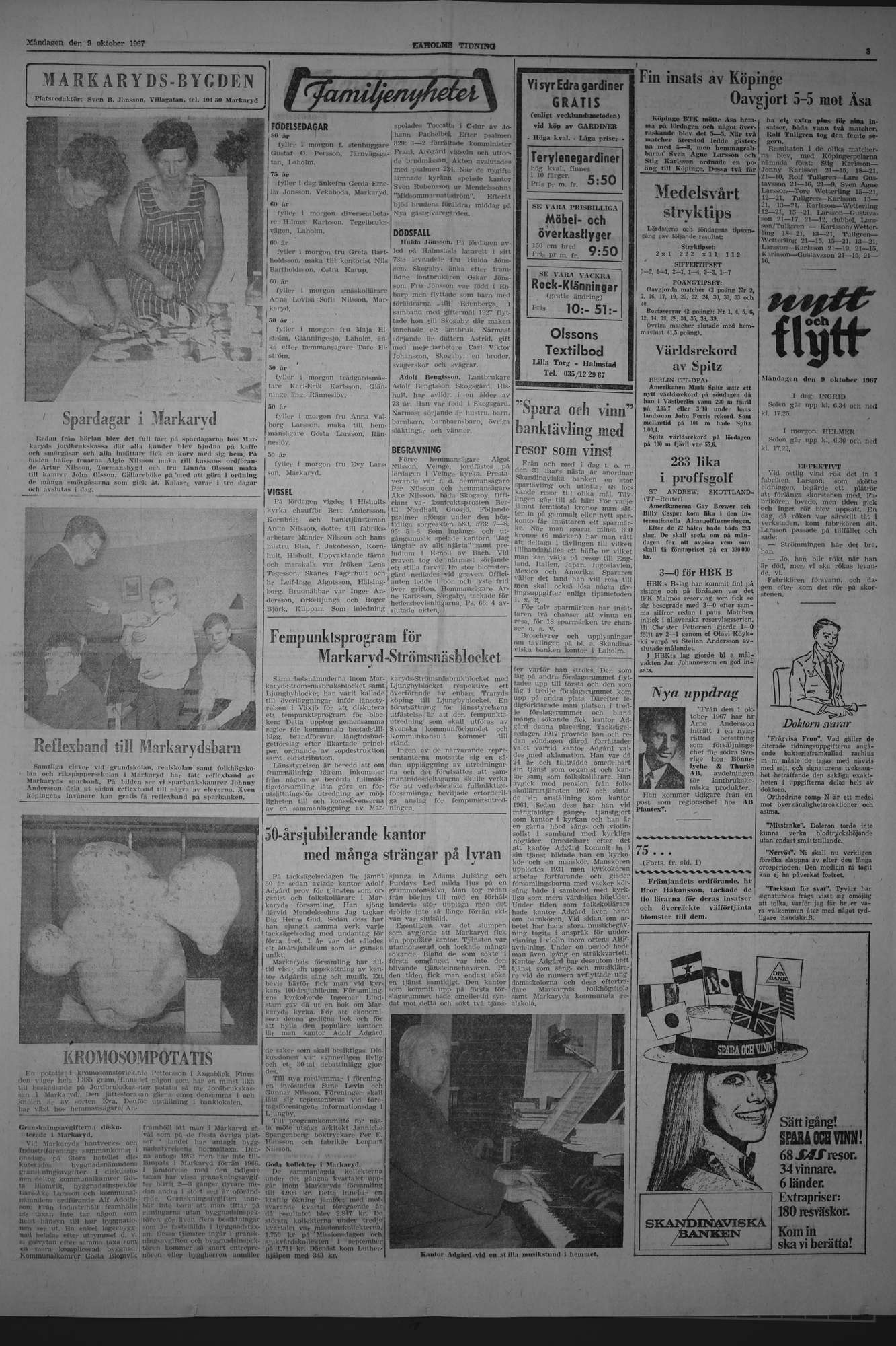 Laholms Tidning Måndag 9 oktober 1967, sida 3