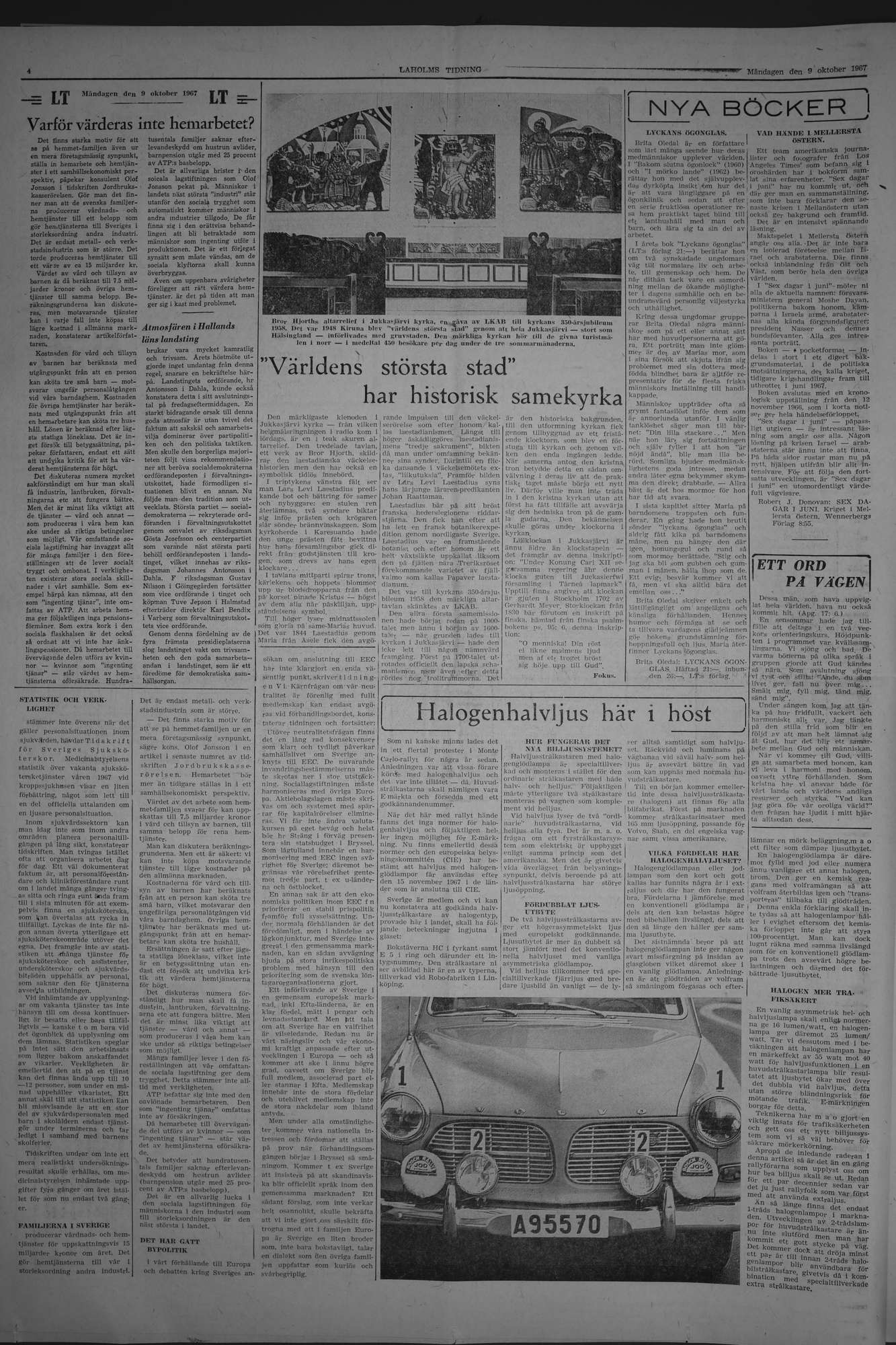 Laholms Tidning Måndag 9 oktober 1967, sida 4