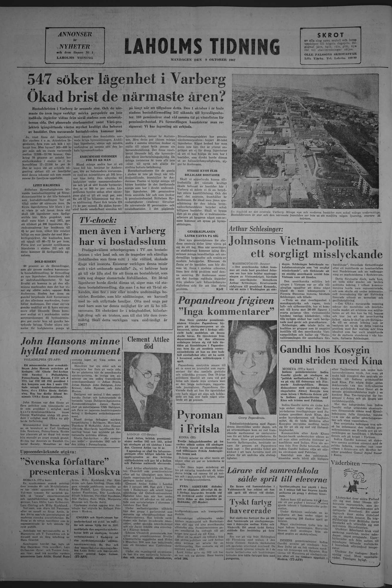 Laholms Tidning Måndag 9 oktober 1967, sida 8