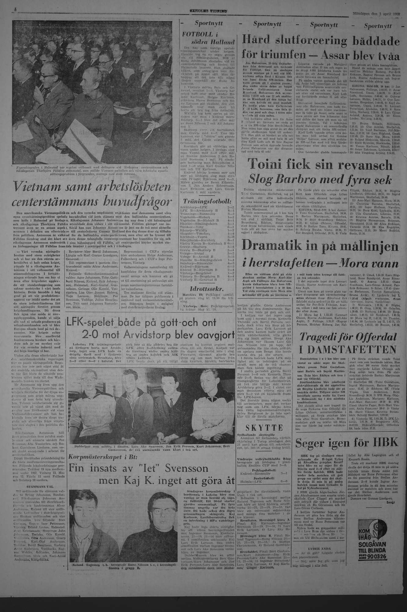 Laholms Tidning Måndag 1 april 1968, sida 6