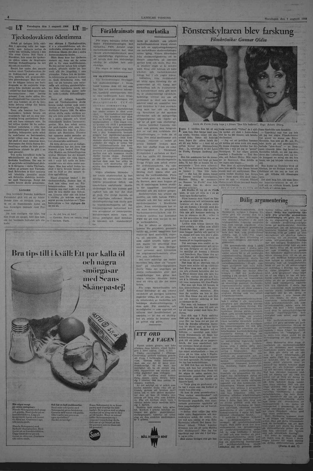 Laholms Tidning Torsdag 1 augusti 1968, sida 4