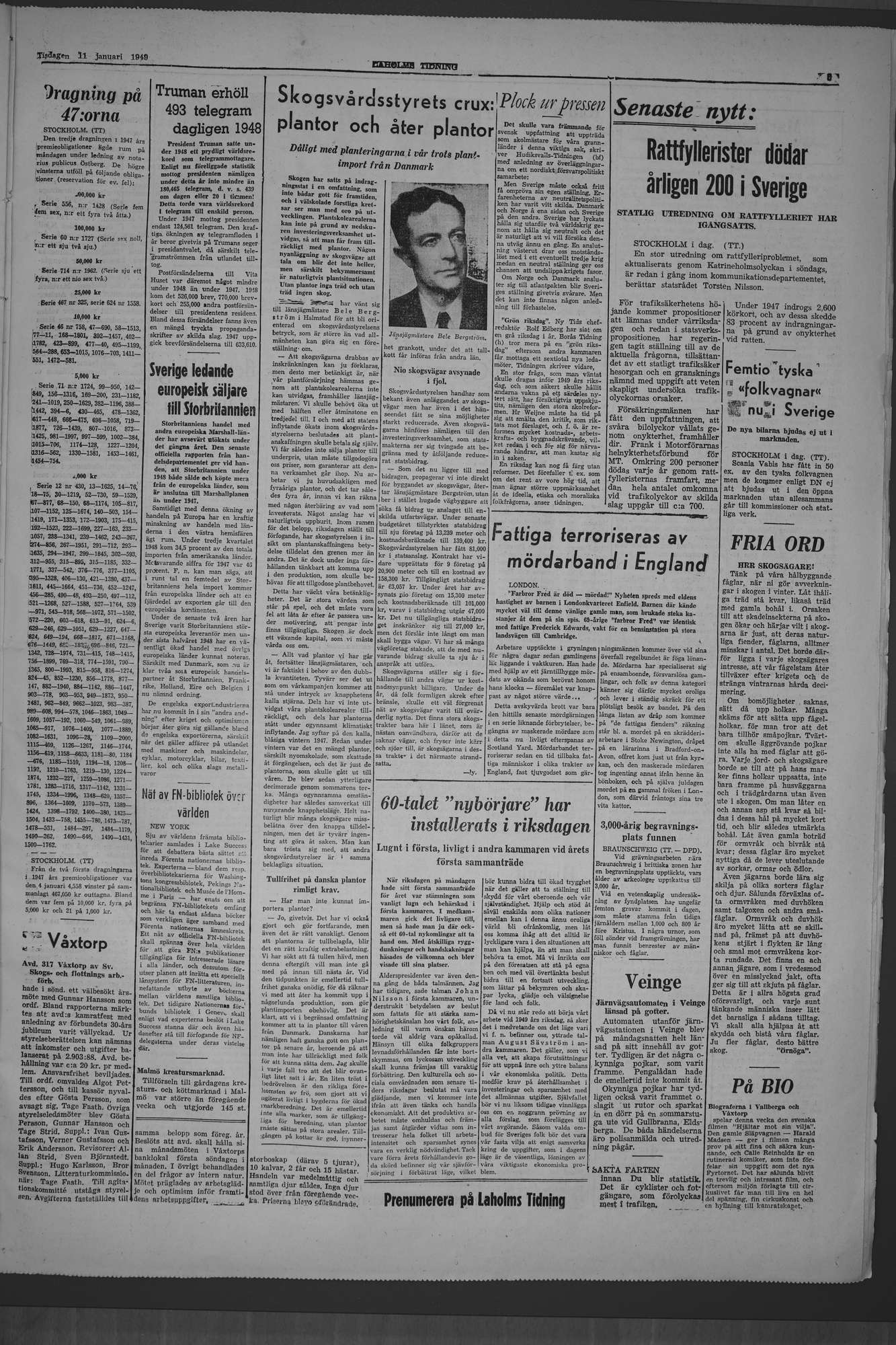 Laholms Tidning Tisdag 11 januari 1949, sida 3