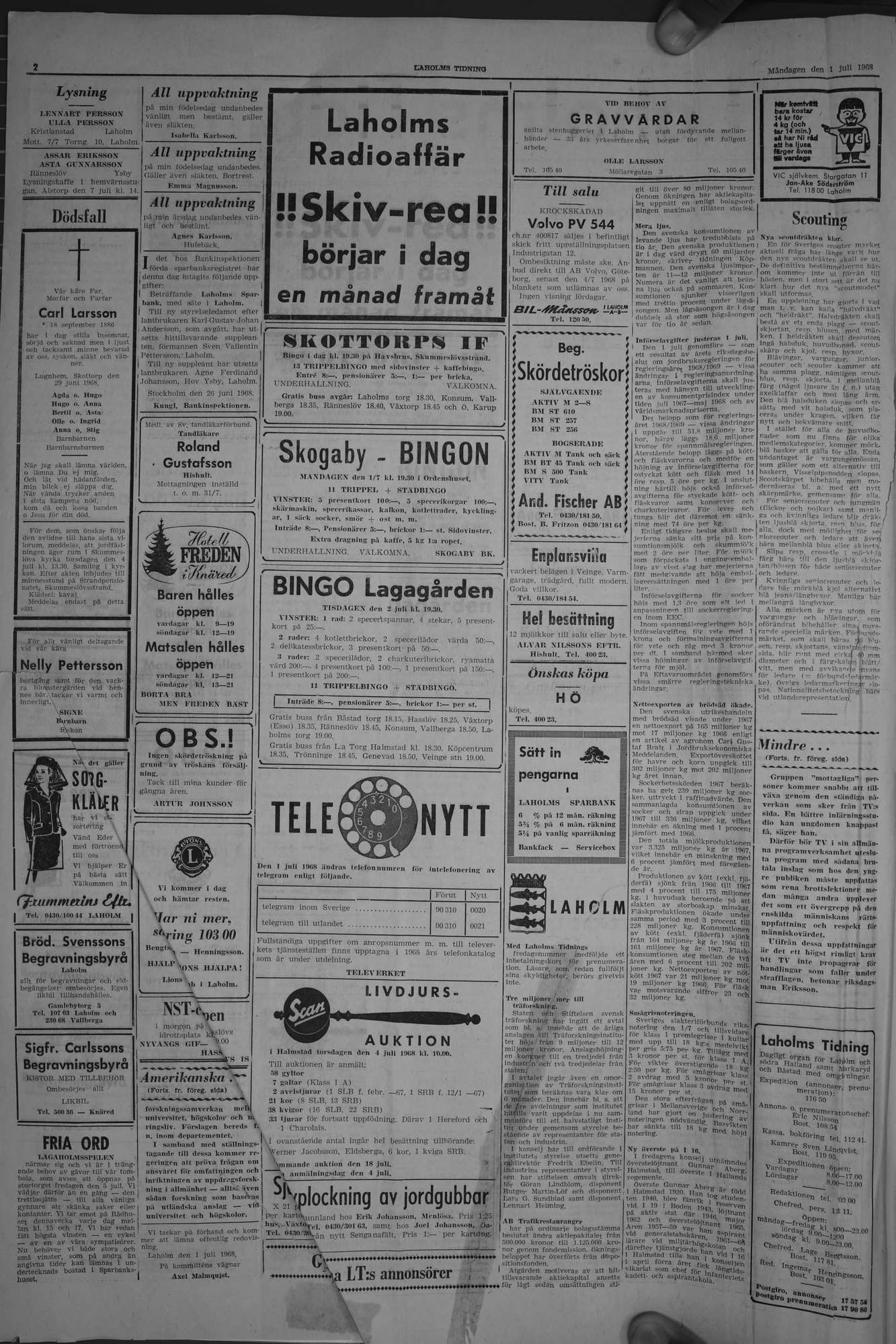 Laholms Tidning Måndag 1 juli 1968, sida 2