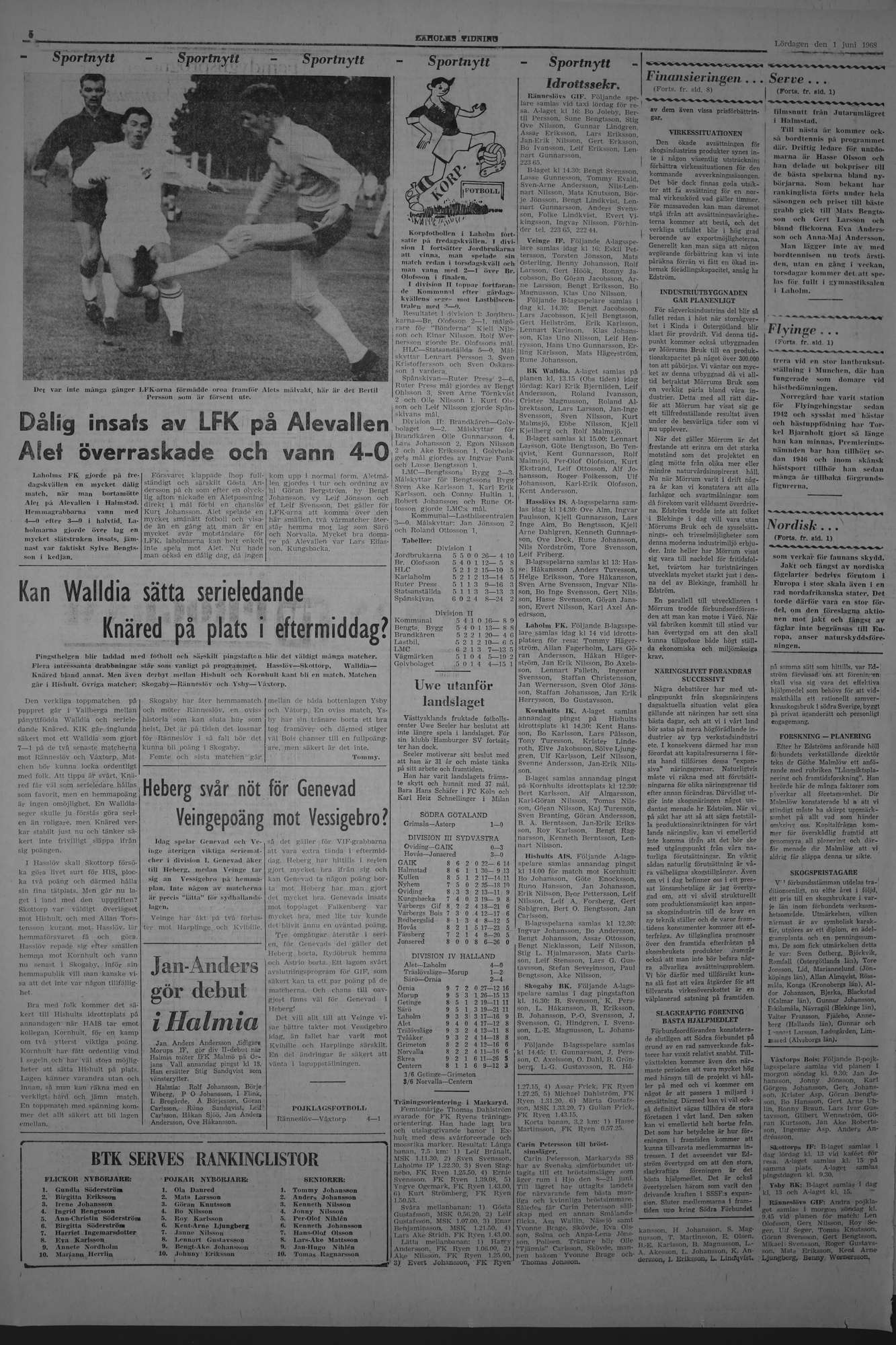 Laholms Tidning Lördag 1 juni 1968, sida 6