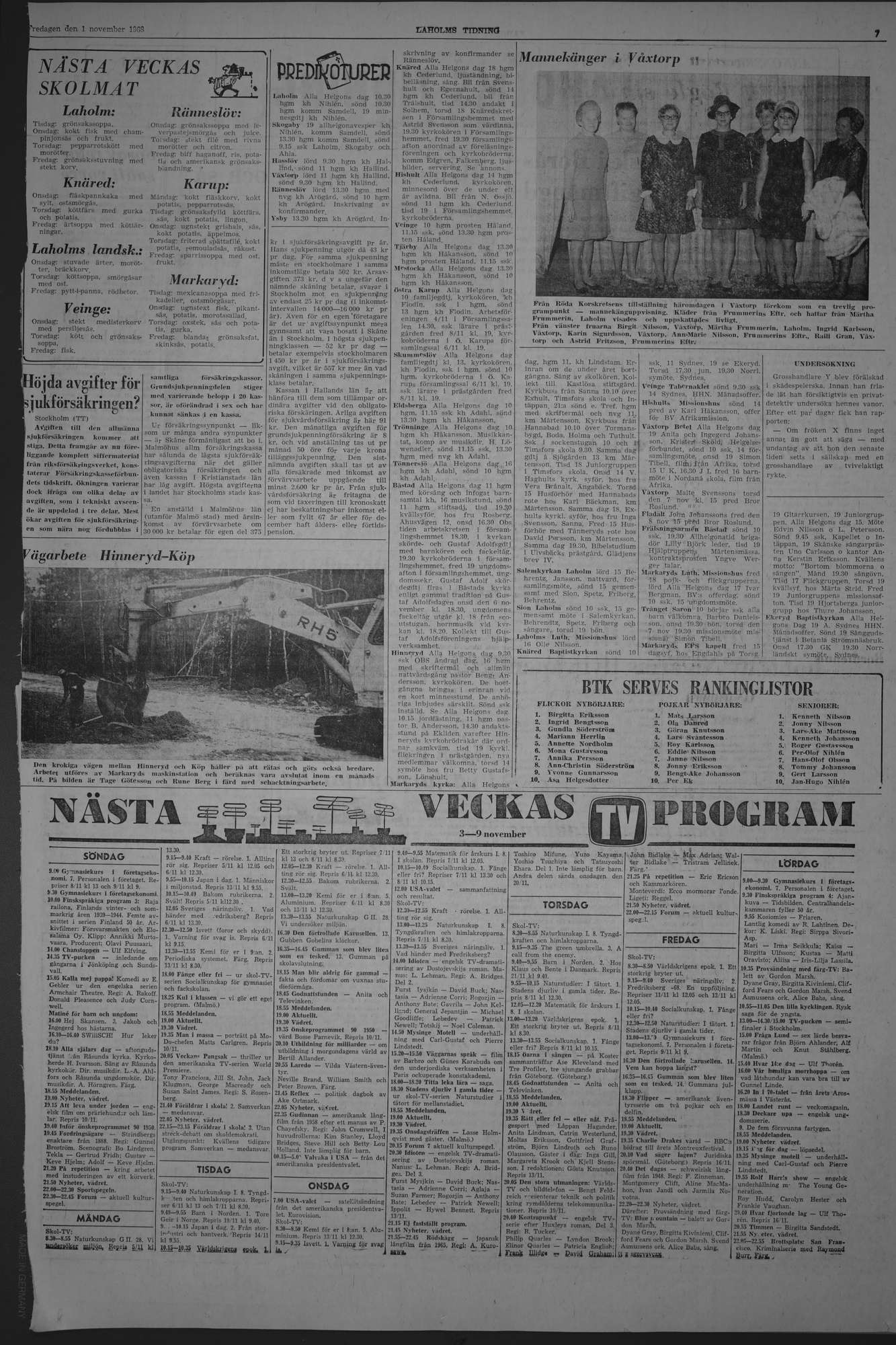 Laholms Tidning Fredag 1 november 1968, sida 7