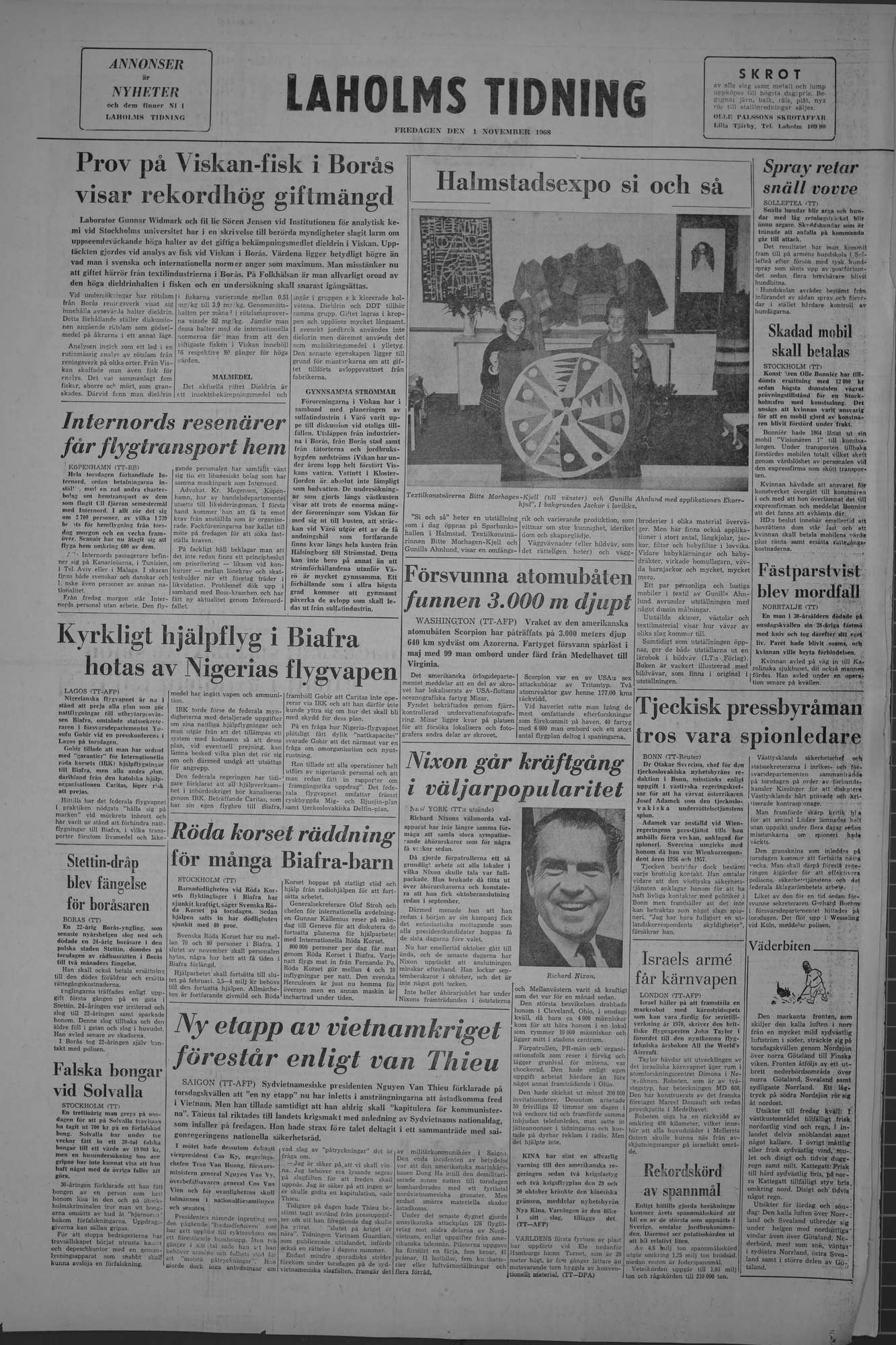 Laholms Tidning Fredag 1 november 1968, sida 8