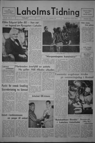 Förstasidan, Tisdag 1 oktober 1968