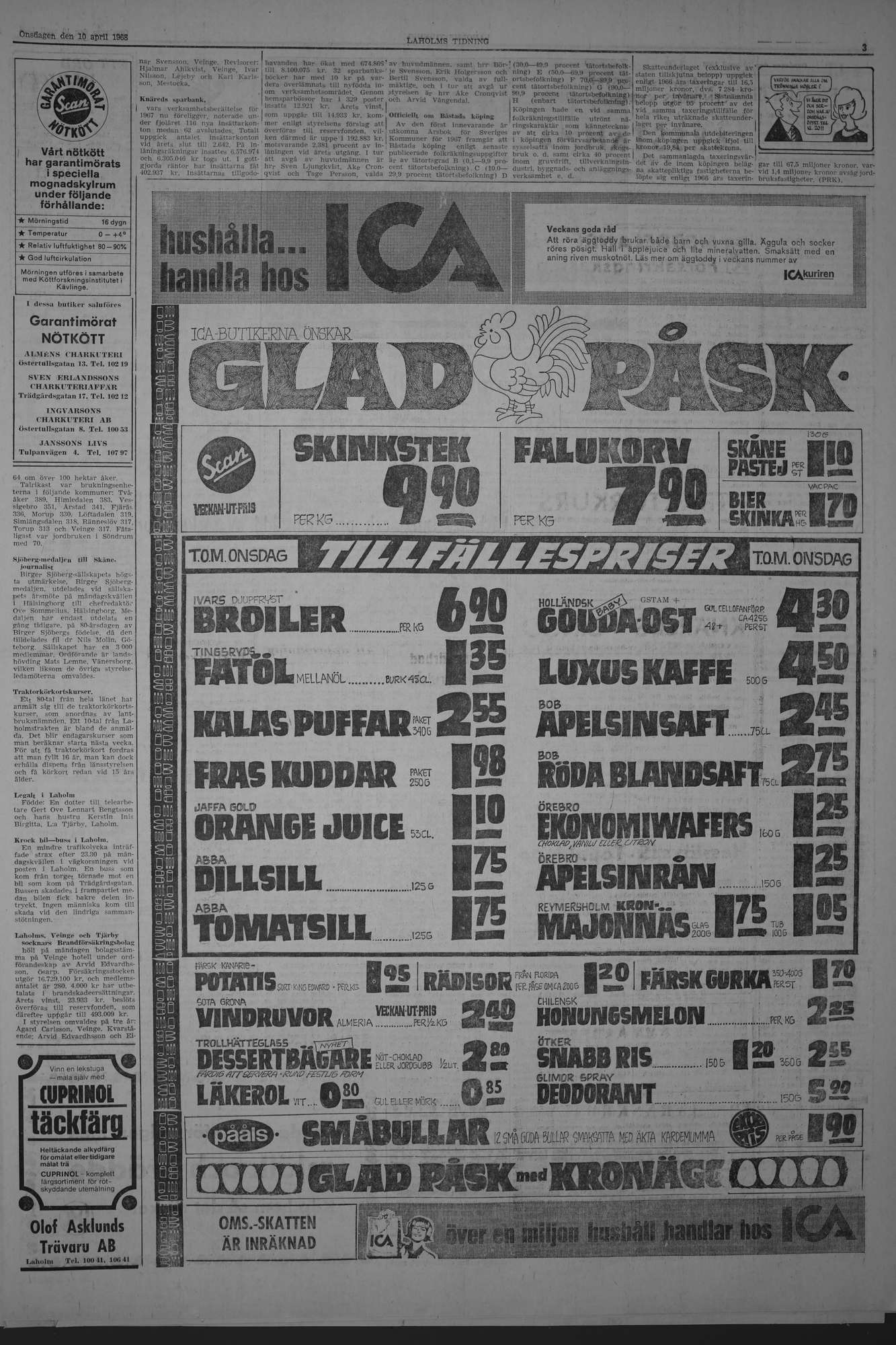 Laholms Tidning Onsdag 10 april 1968, sida 3