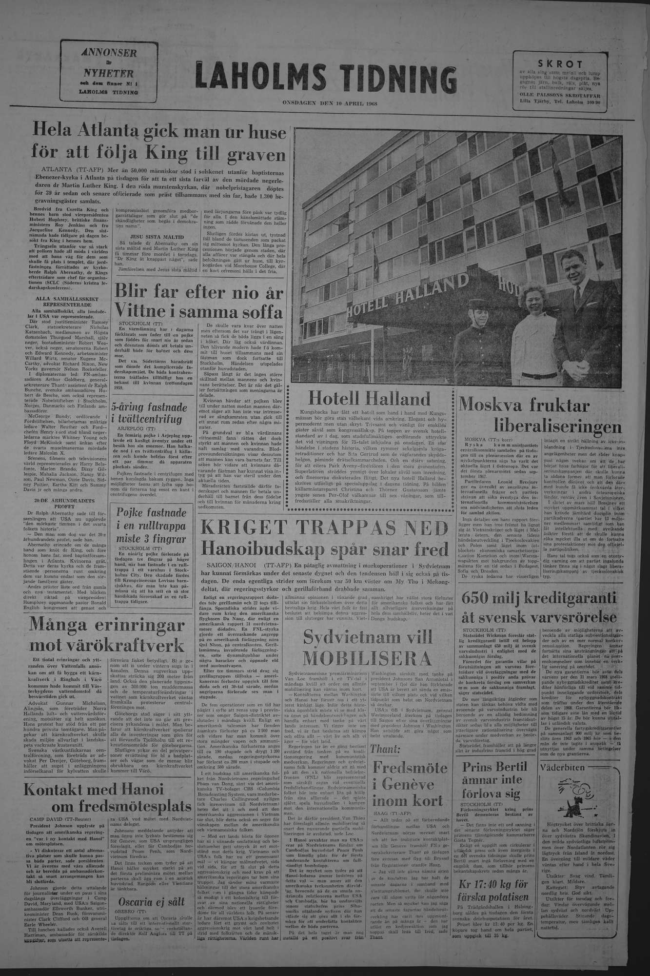 Laholms Tidning Onsdag 10 april 1968, sida 8