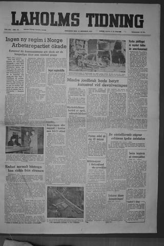 Förstasidan, Tisdag 11 oktober 1949