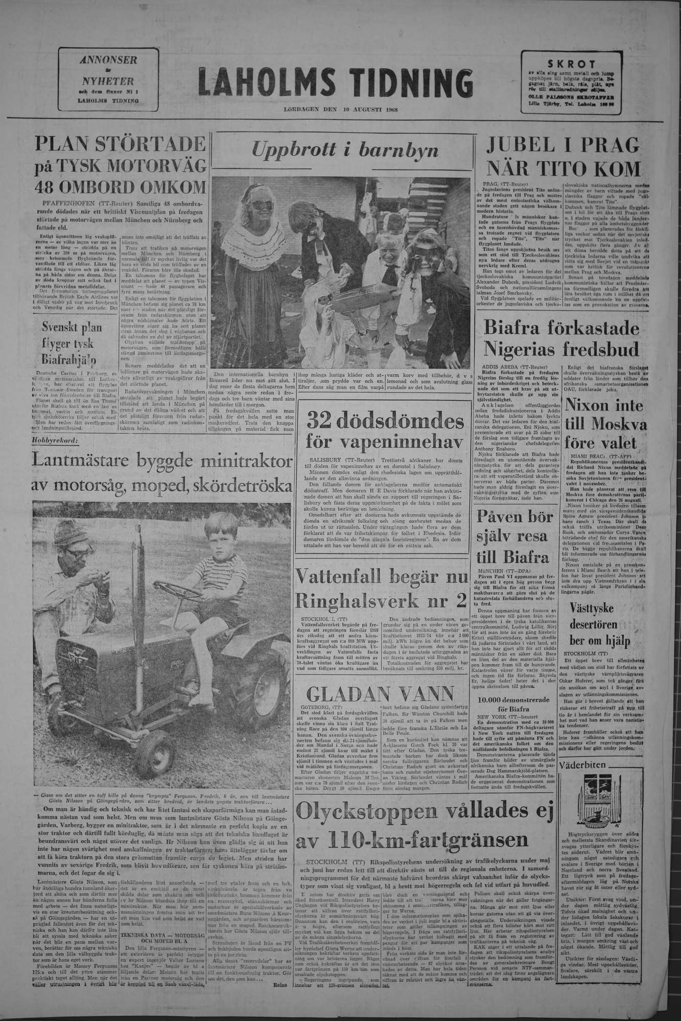 Laholms Tidning Lördag 10 augusti 1968, sida 8