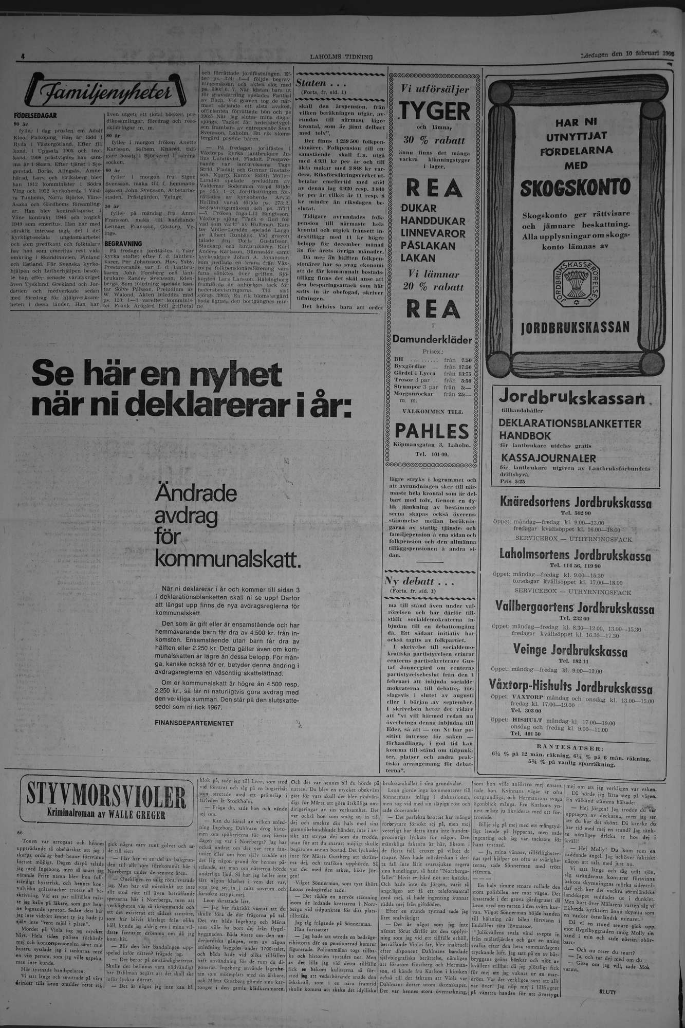 Laholms Tidning Lördag 10 februari 1968, sida 4