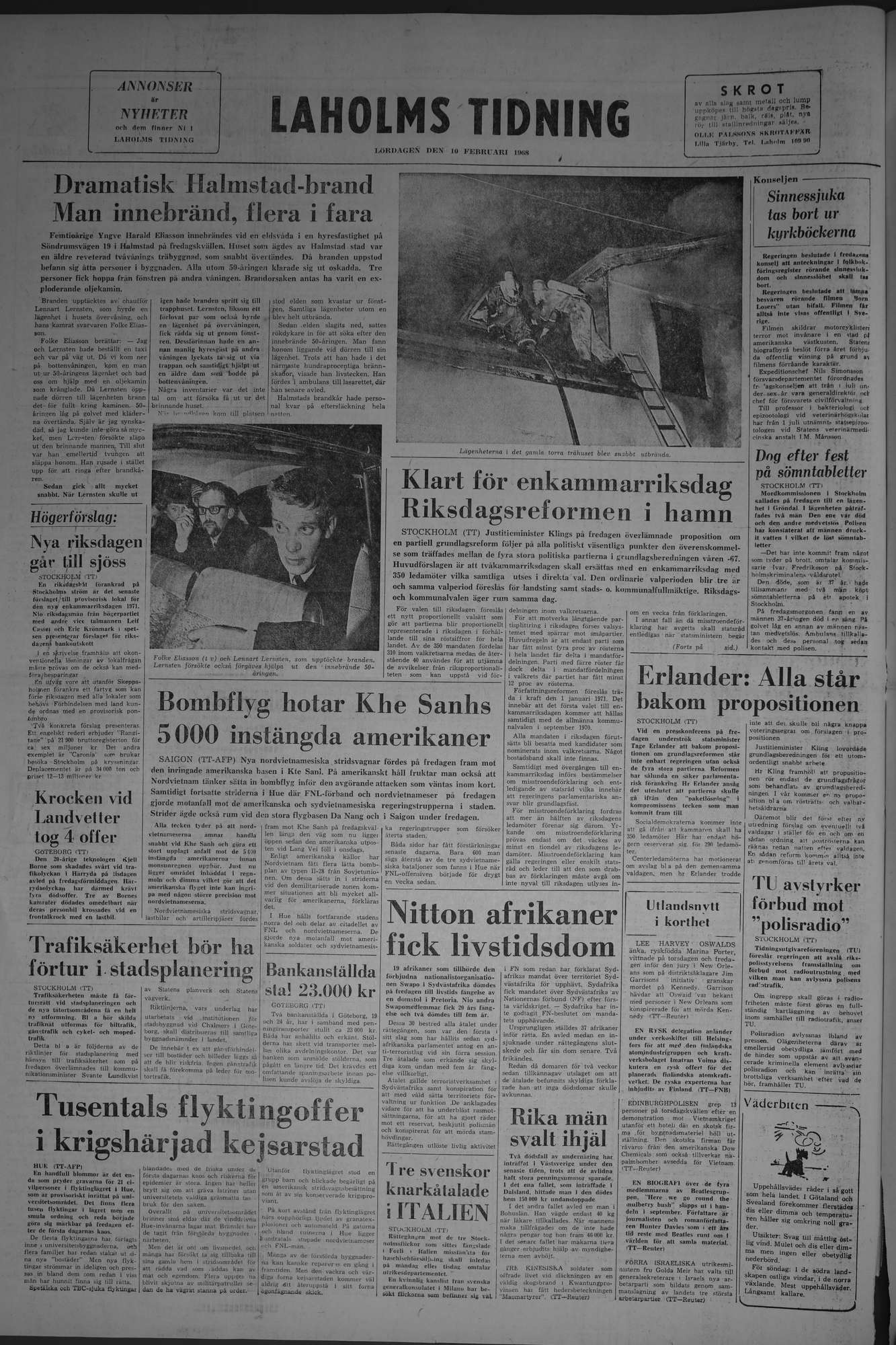 Laholms Tidning Lördag 10 februari 1968, sida 8