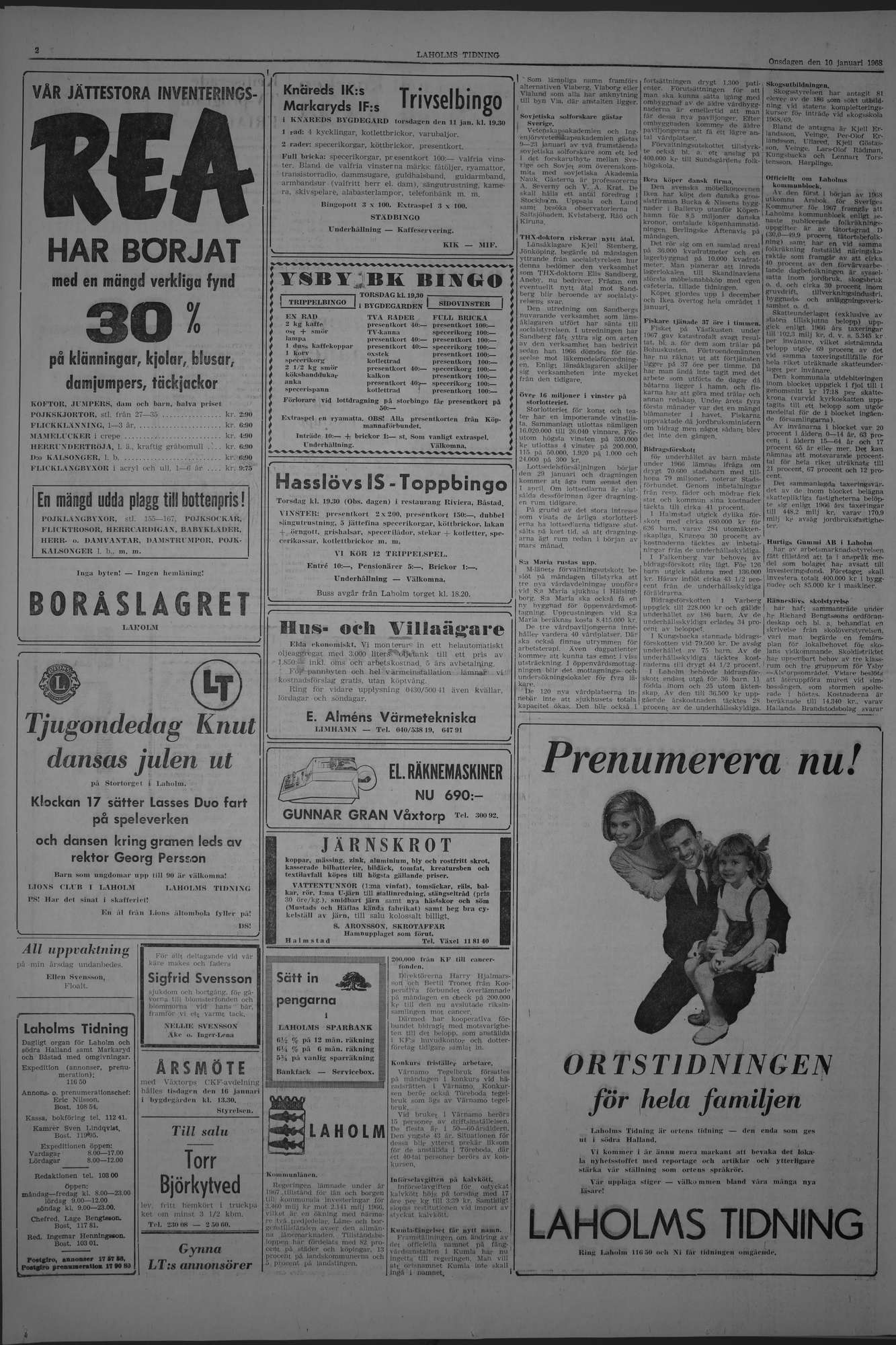 Laholms Tidning Onsdag 10 januari 1968, sida 2