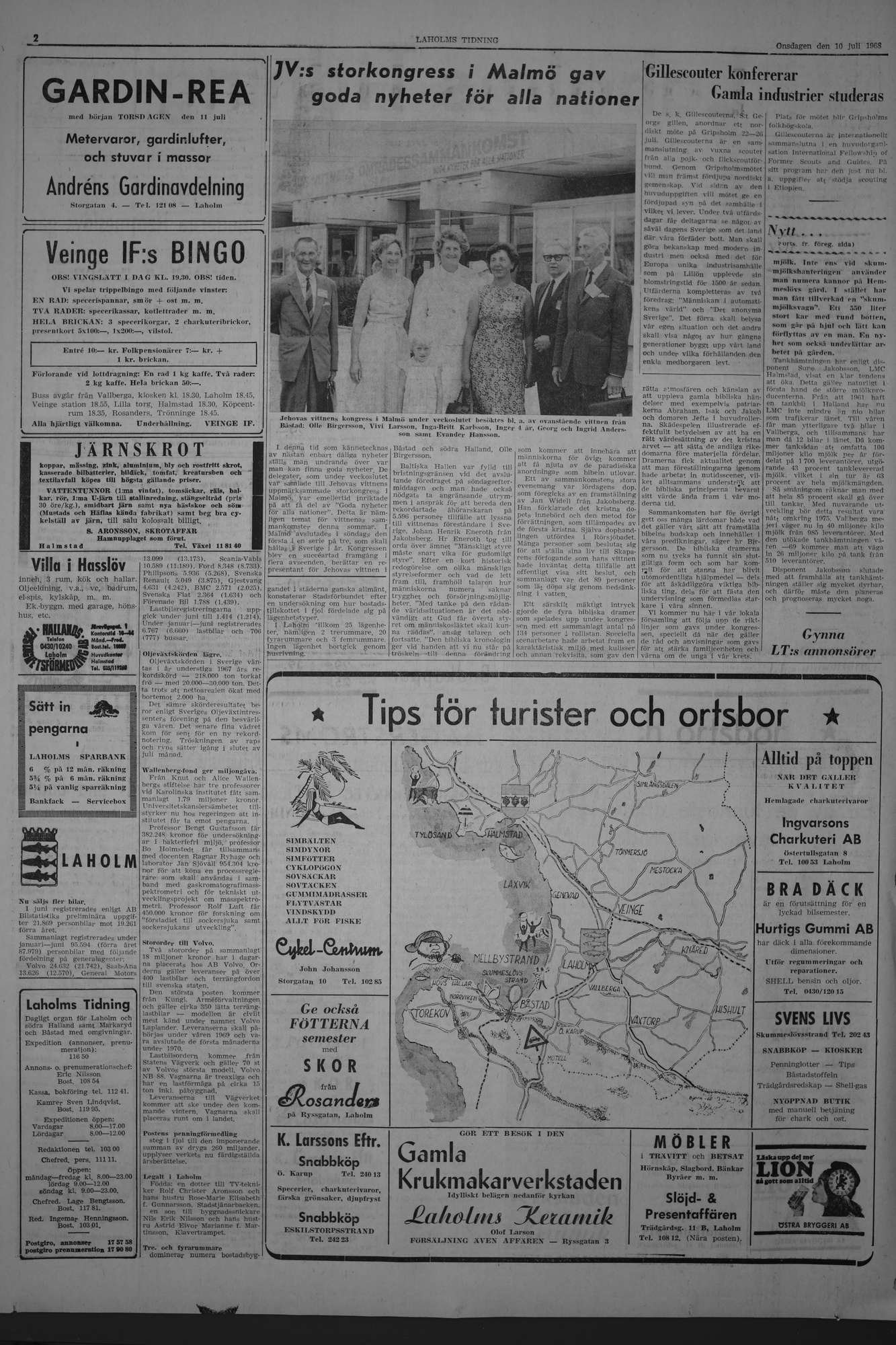 Laholms Tidning Onsdag 10 juli 1968, sida 2