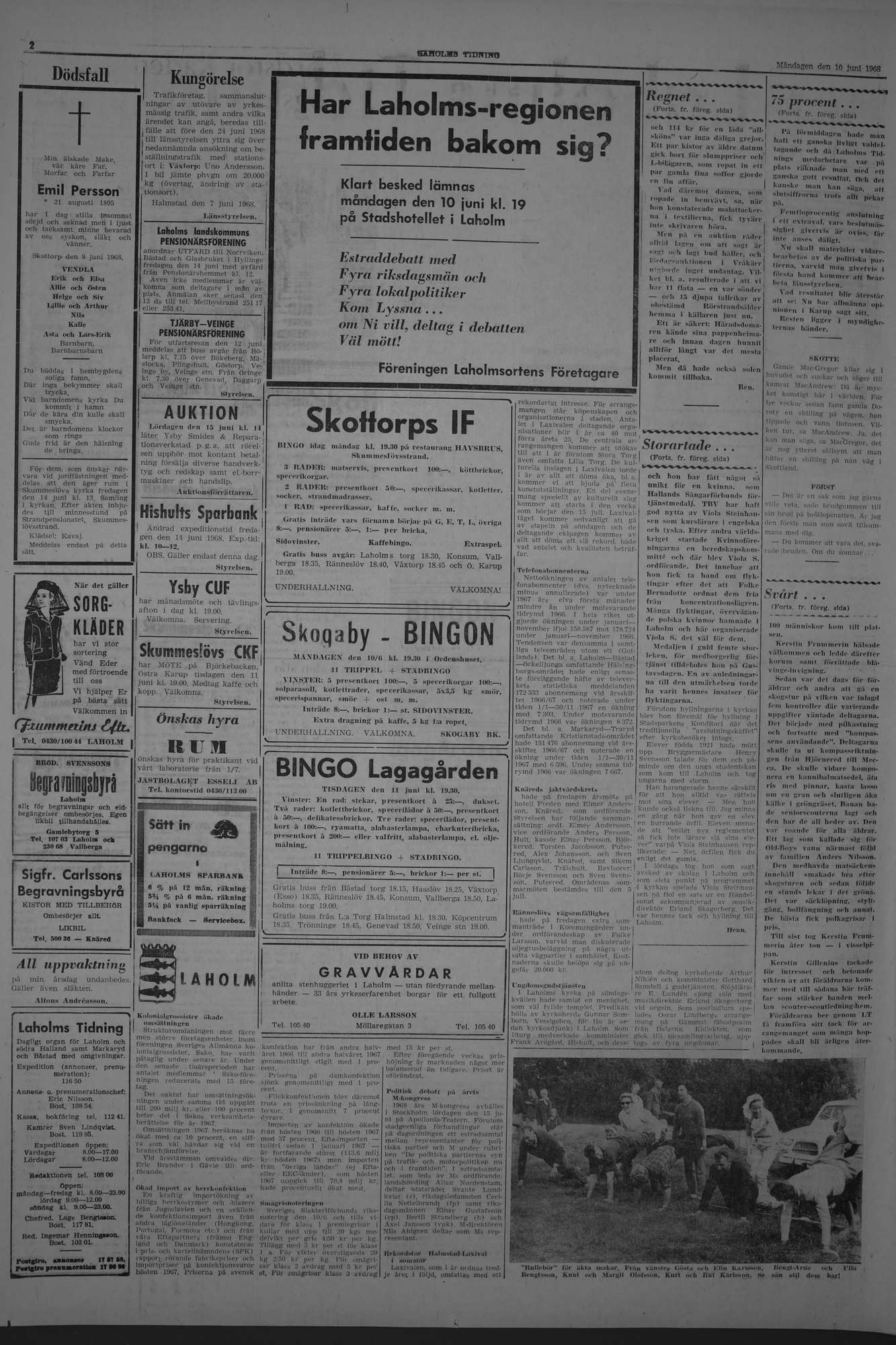 Laholms Tidning Måndag 10 juni 1968, sida 2