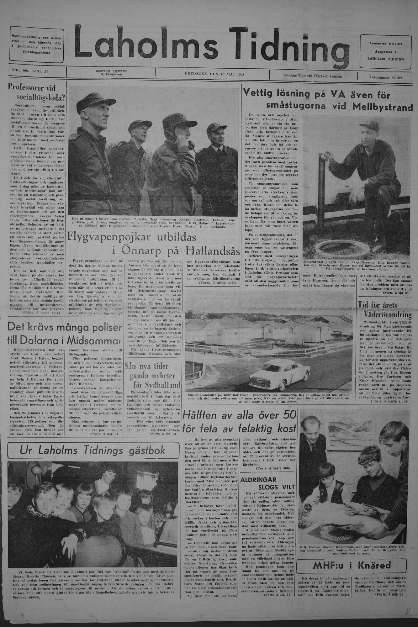 Laholms Tidning Fredag 10 maj 1968, sida 1