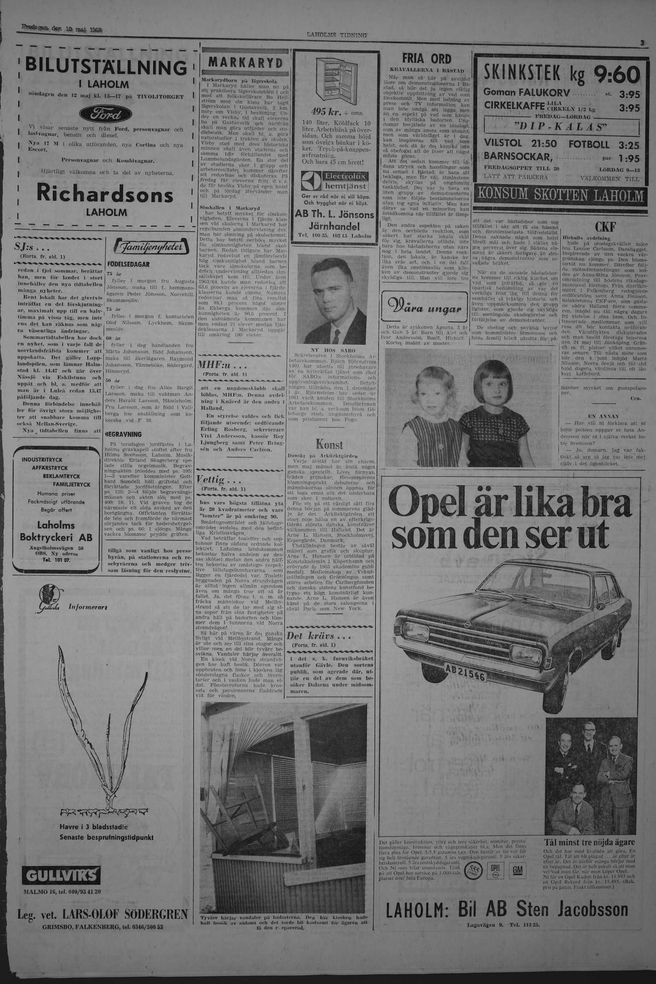 Laholms Tidning Fredag 10 maj 1968, sida 3