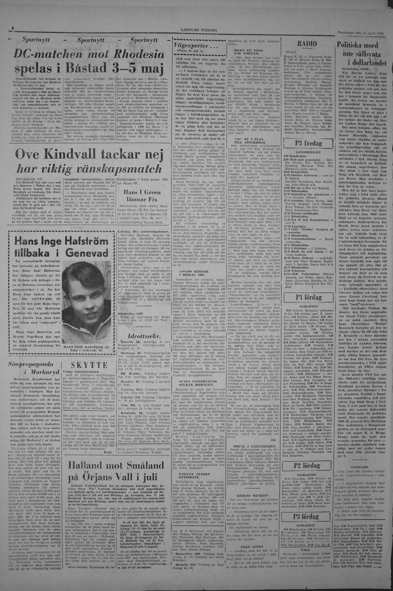 Laholms Tidning Torsdag 11 april 1968, sida 6