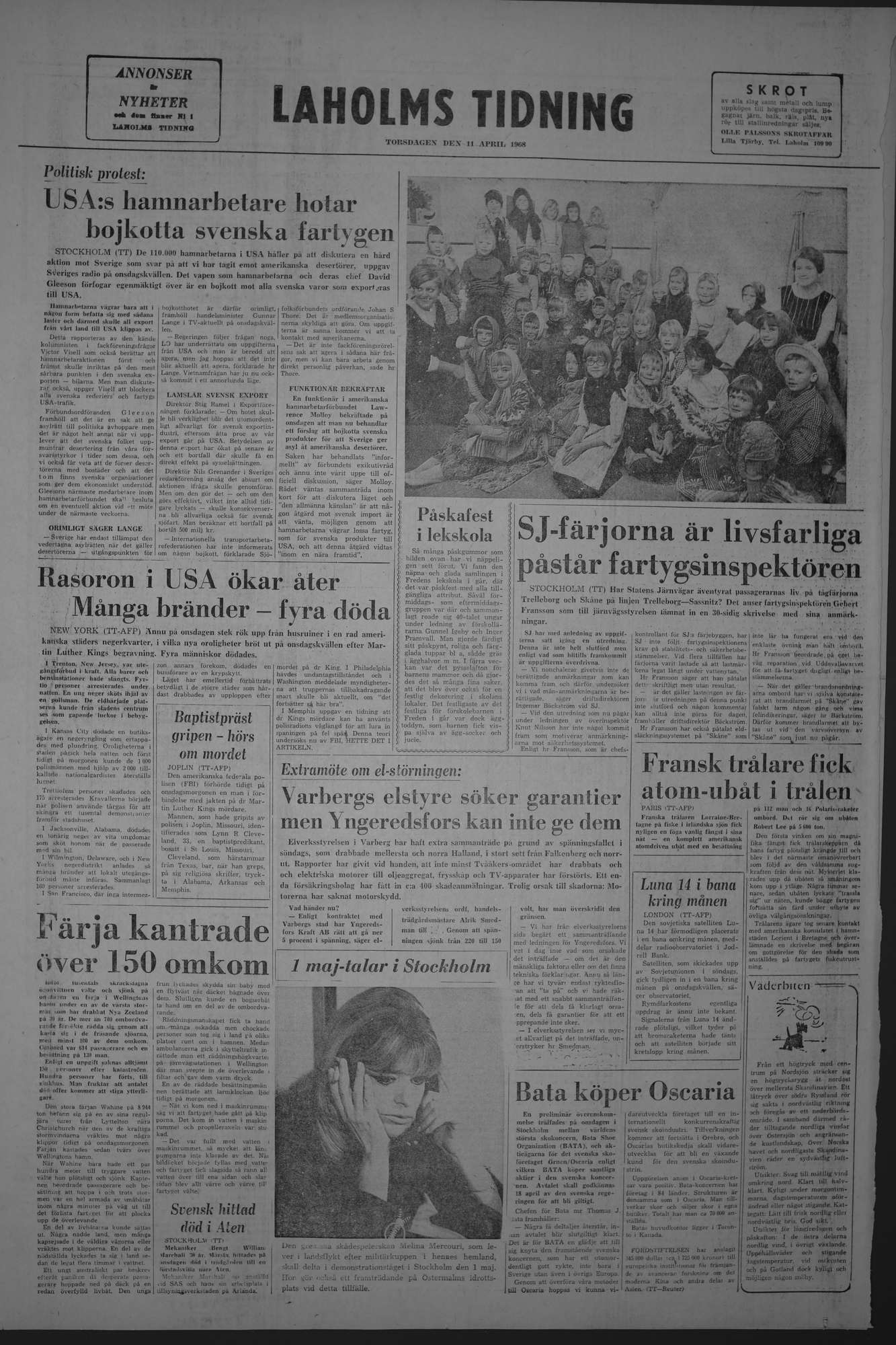 Laholms Tidning Torsdag 11 april 1968, sida 8