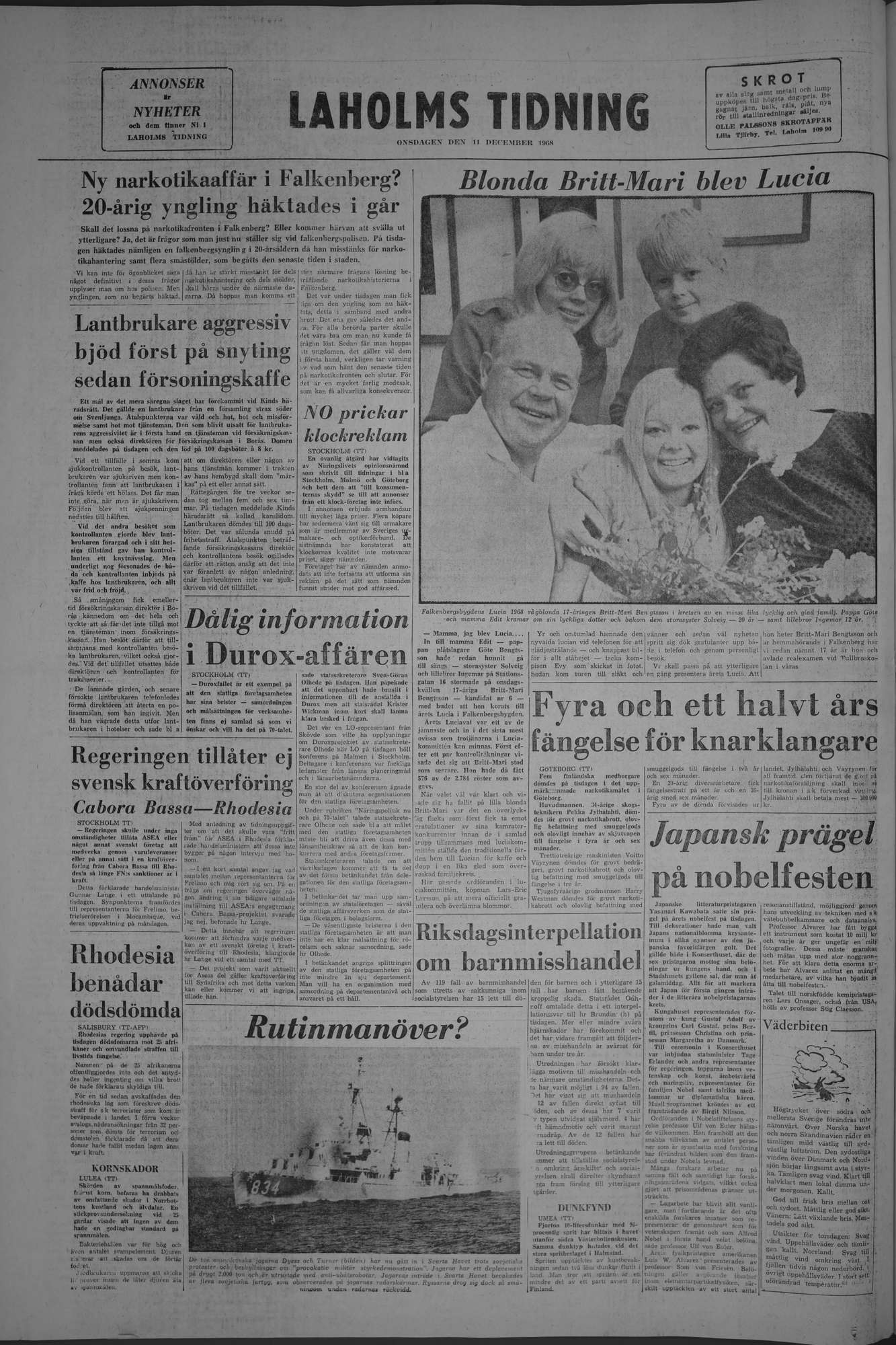 Laholms Tidning Onsdag 11 december 1968, sida 8