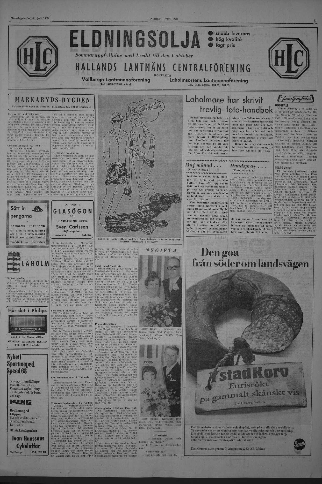 Laholms Tidning Torsdag 11 juli 1968, sida 3