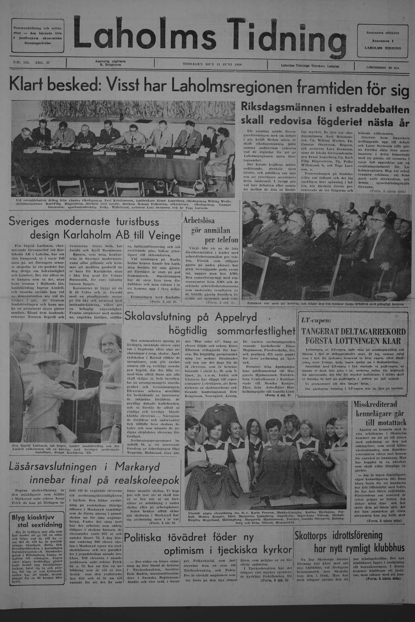 Laholms Tidning Tisdag 11 juni 1968, sida 1