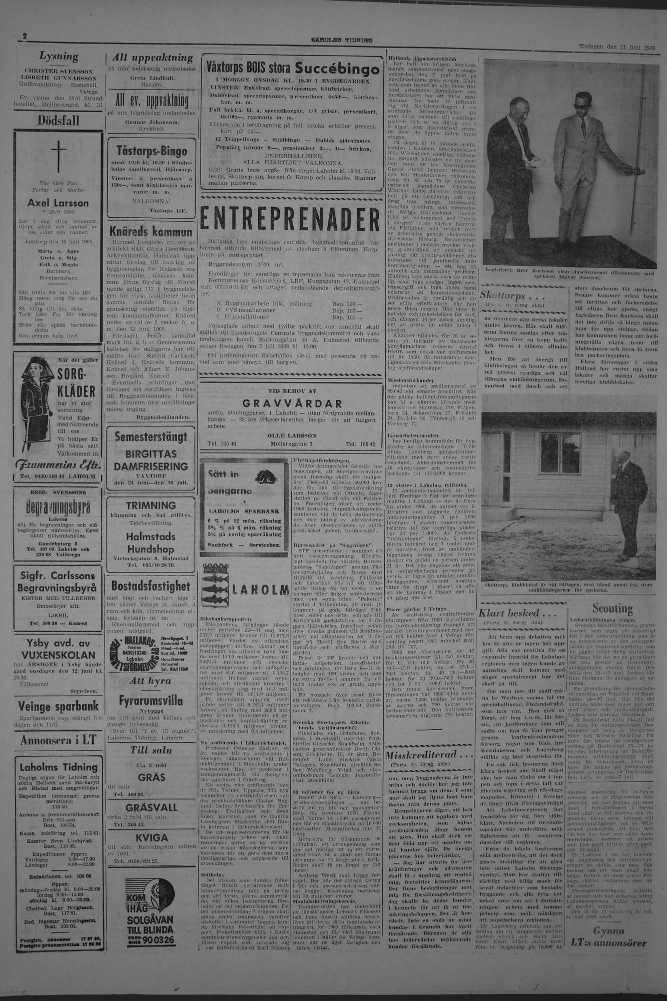 Laholms Tidning Tisdag 11 juni 1968, sida 2