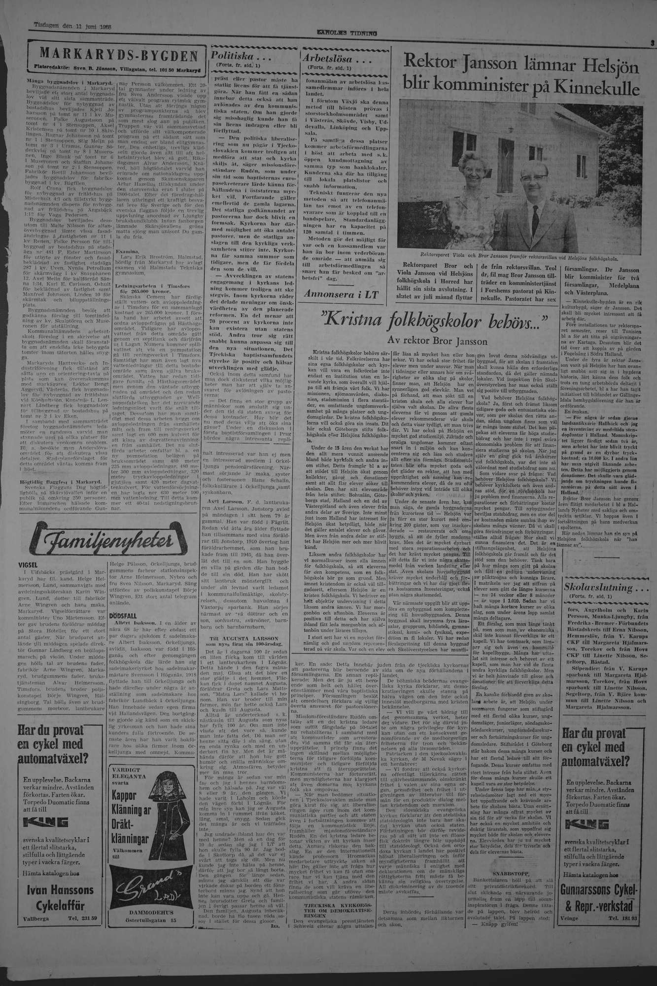 Laholms Tidning Tisdag 11 juni 1968, sida 3