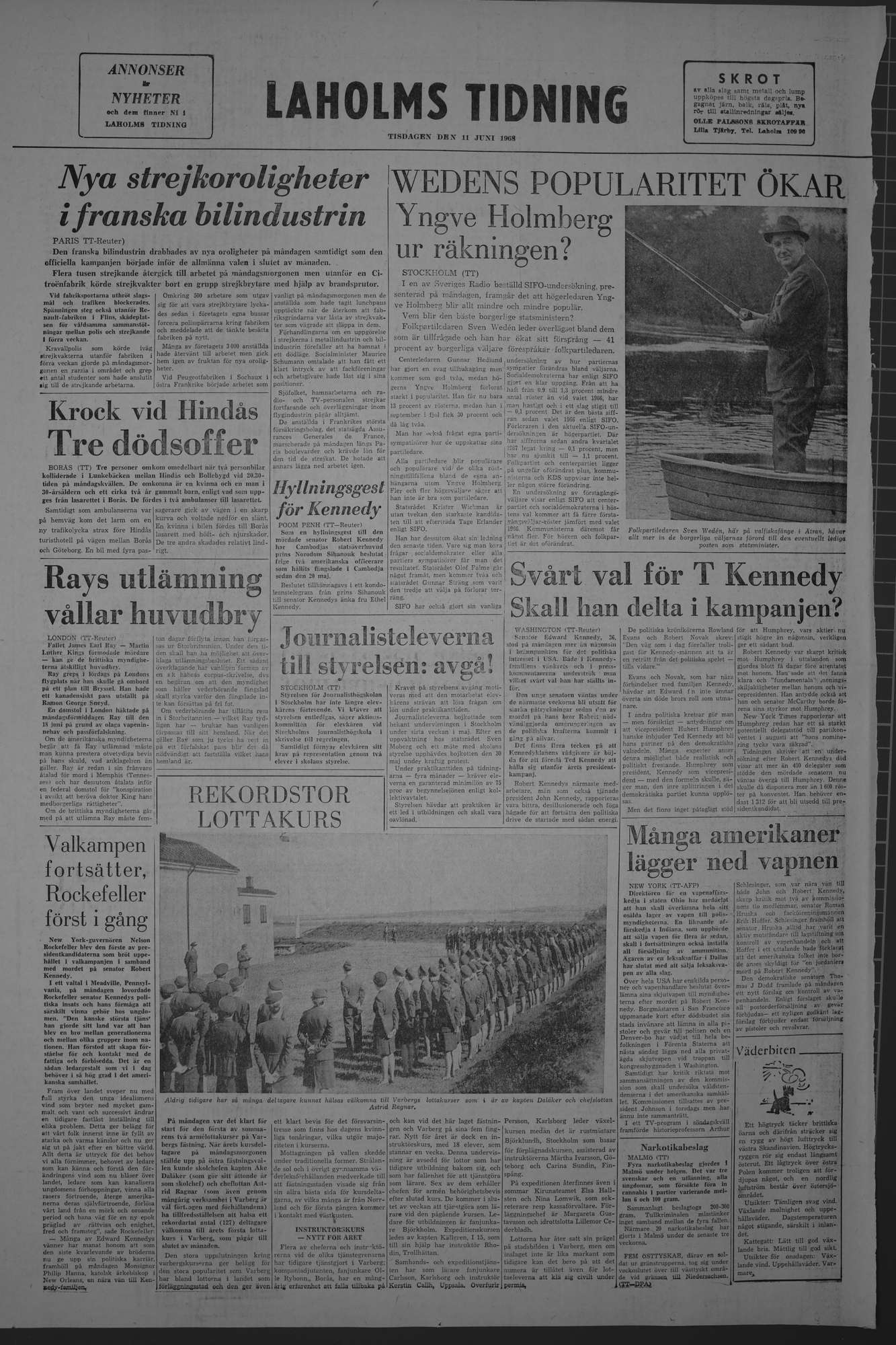 Laholms Tidning Tisdag 11 juni 1968, sida 8