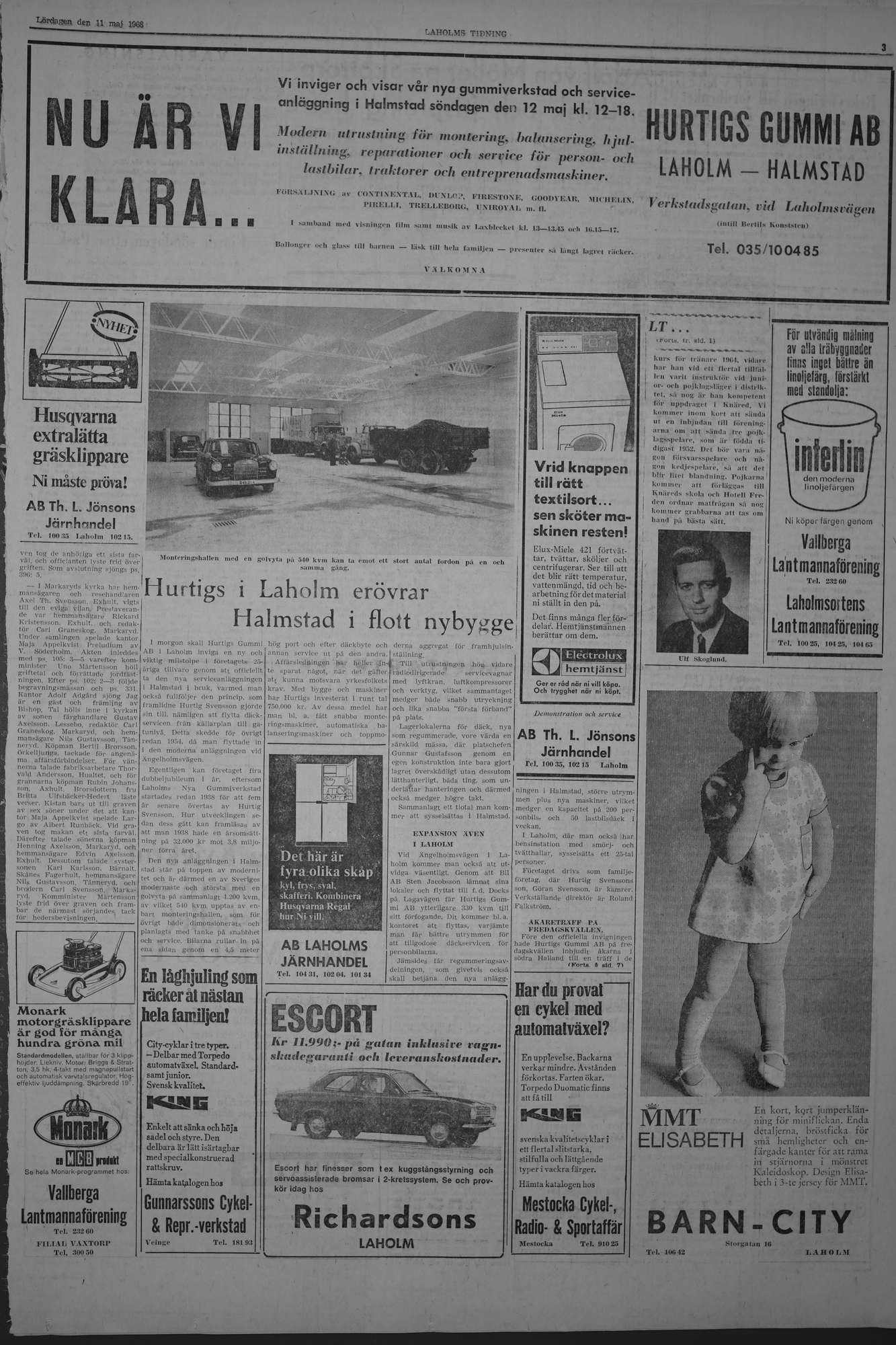 Laholms Tidning Lördag 11 maj 1968, sida 3