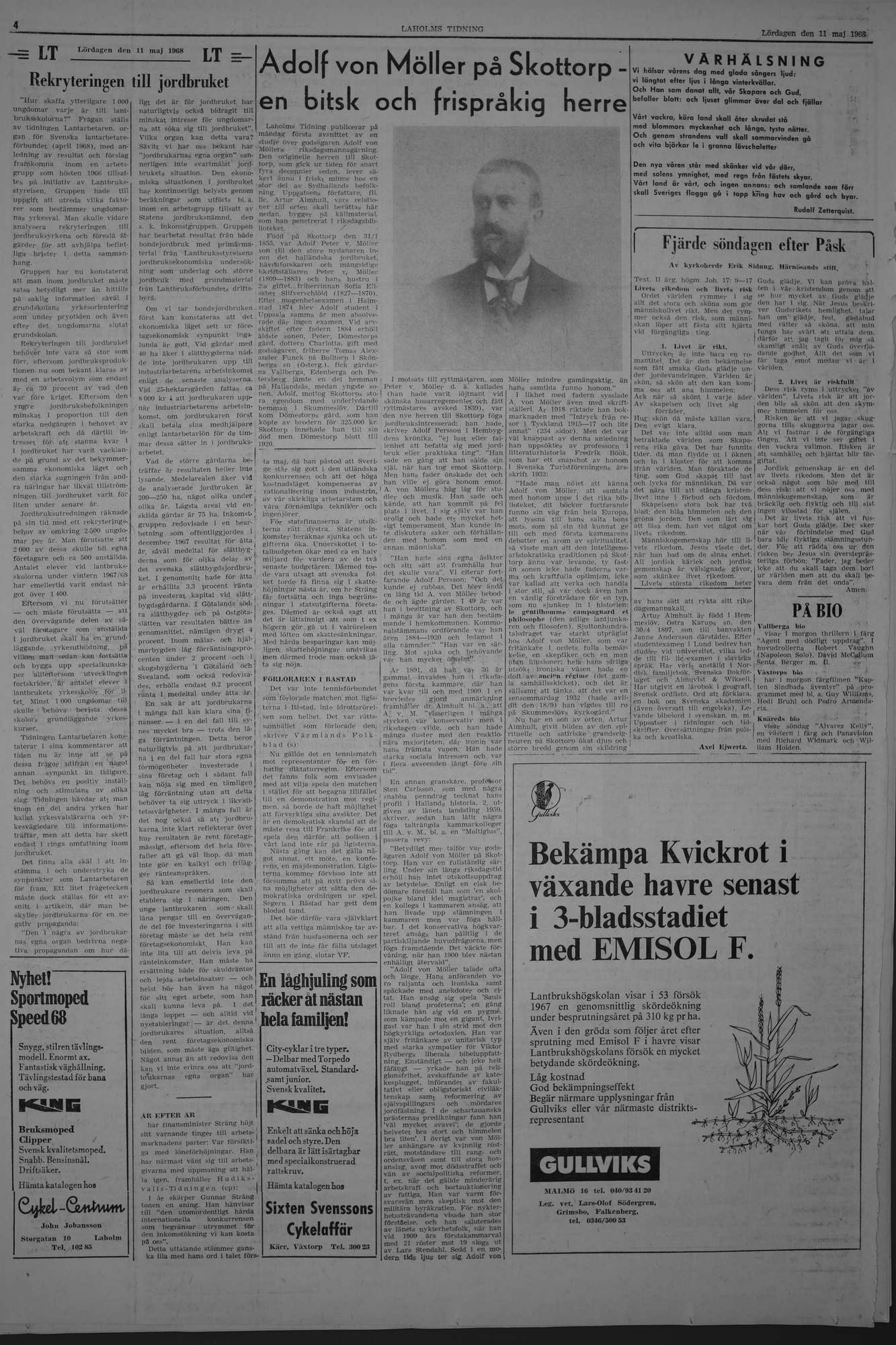 Laholms Tidning Lördag 11 maj 1968, sida 4