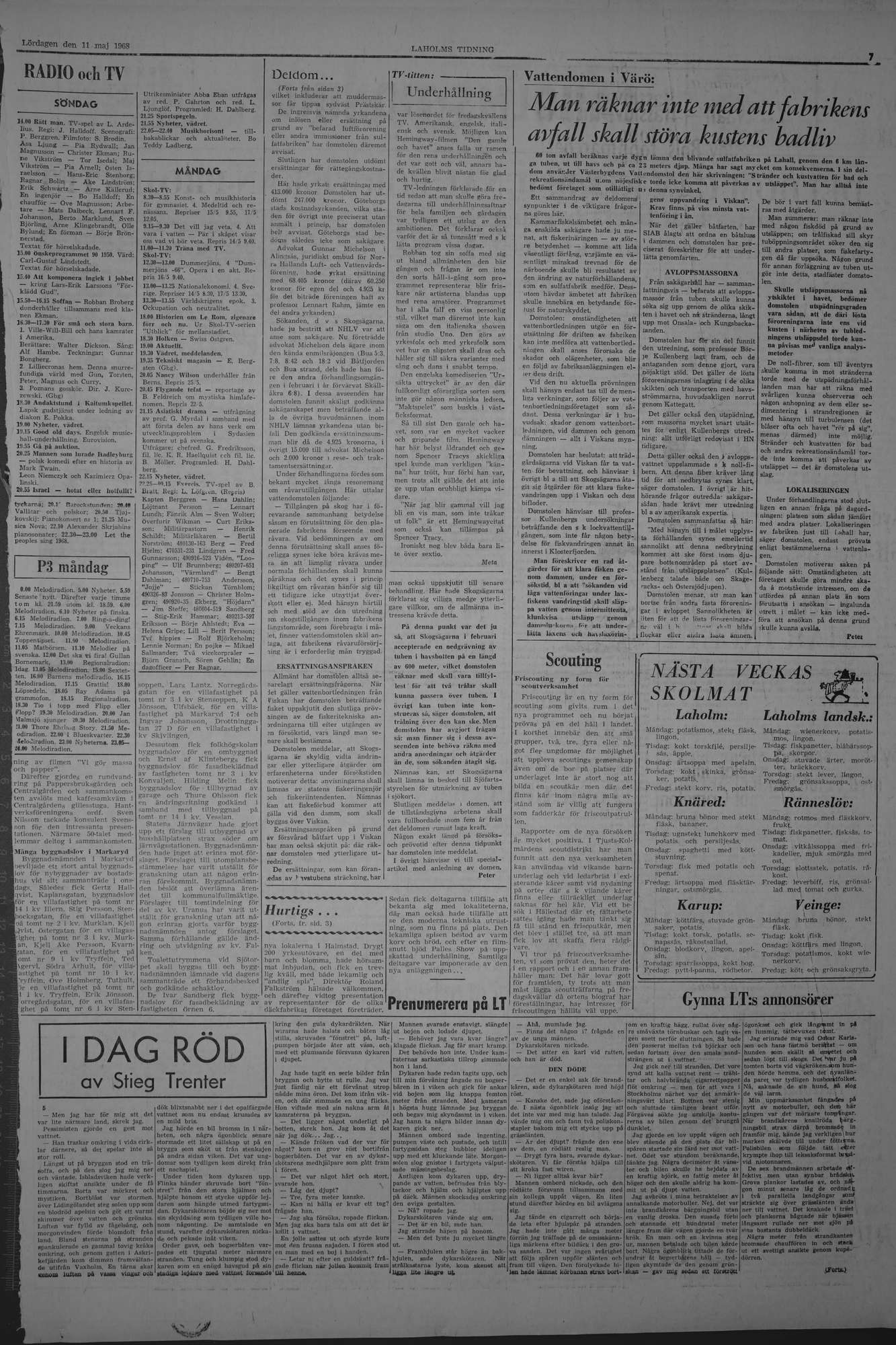 Laholms Tidning Lördag 11 maj 1968, sida 7