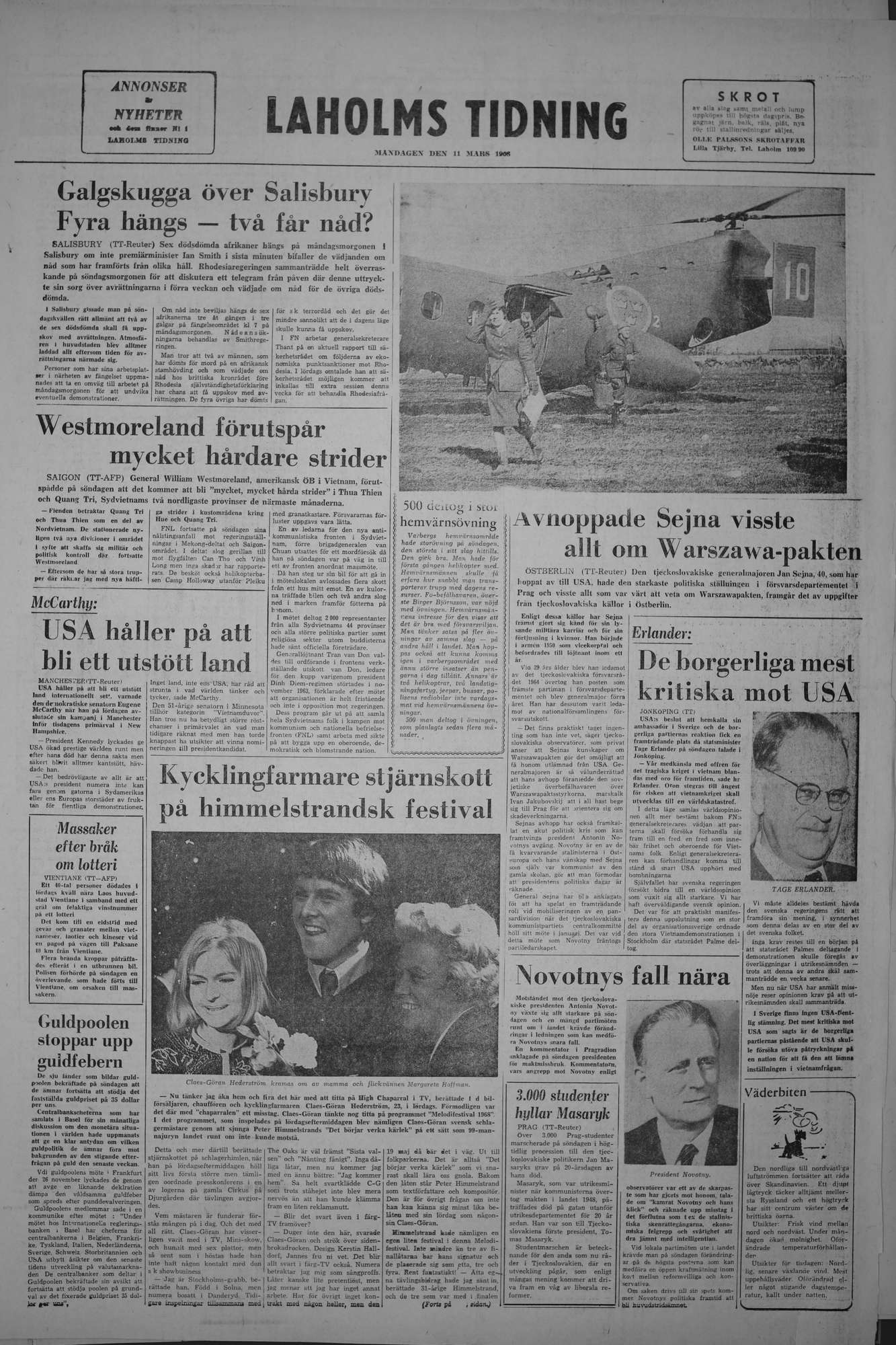 Laholms Tidning Måndag 11 mars 1968, sida 8