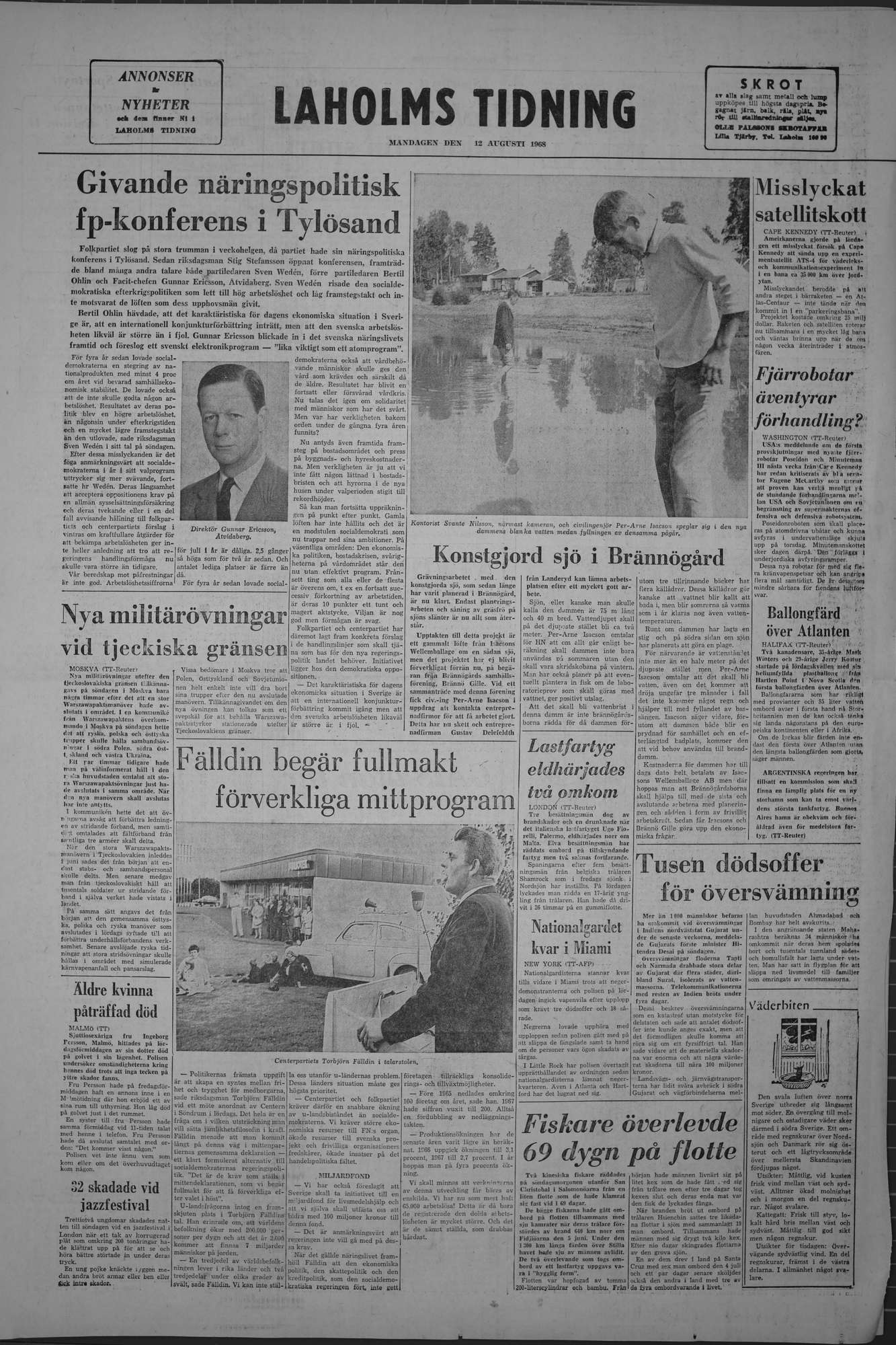 Laholms Tidning Måndag 12 augusti 1968, sida 8