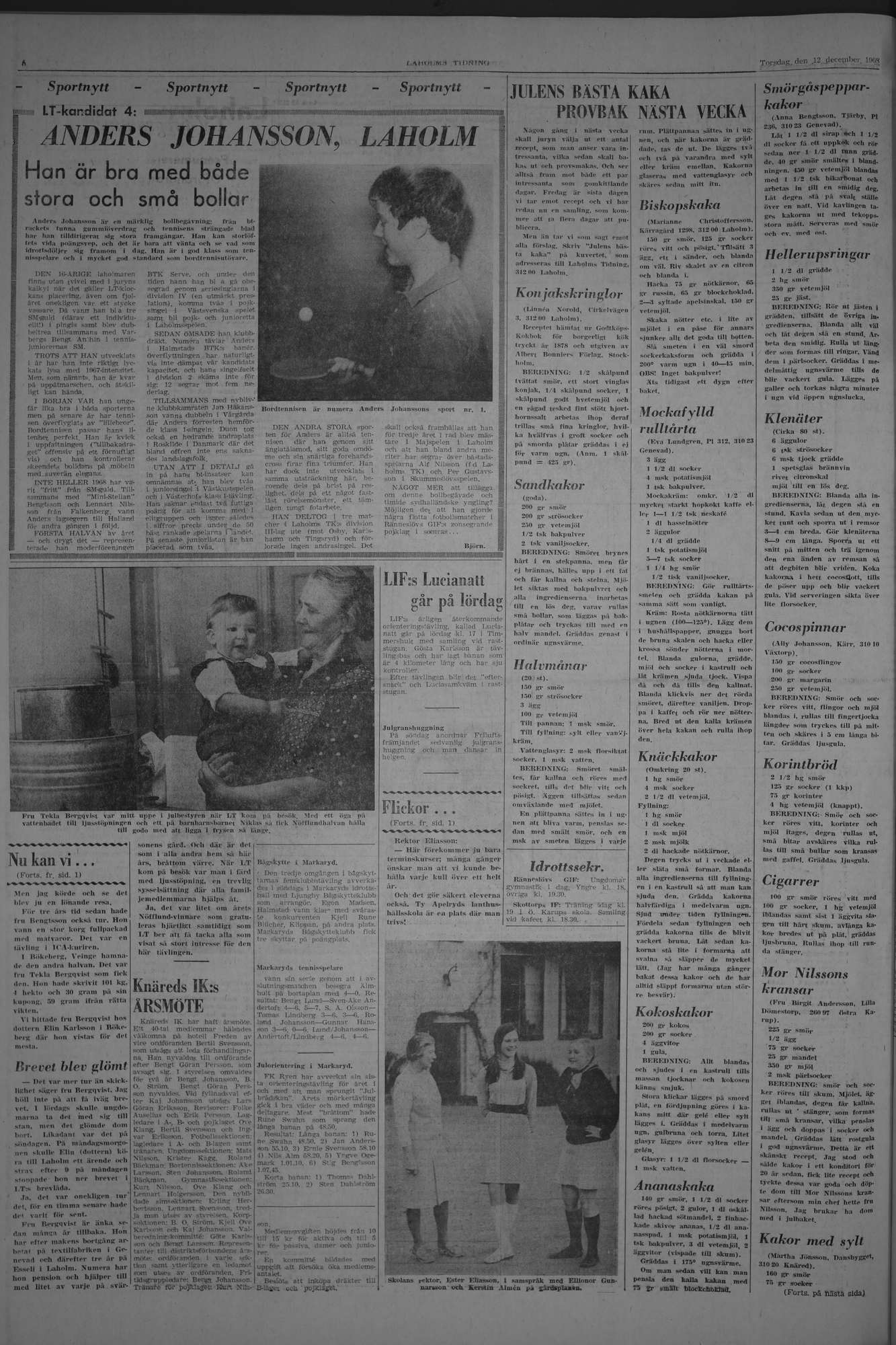 Laholms Tidning Torsdag 12 december 1968, sida 6