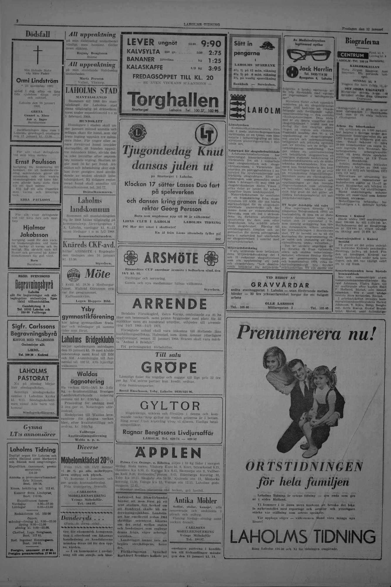 Laholms Tidning Fredag 12 januari 1968, sida 2