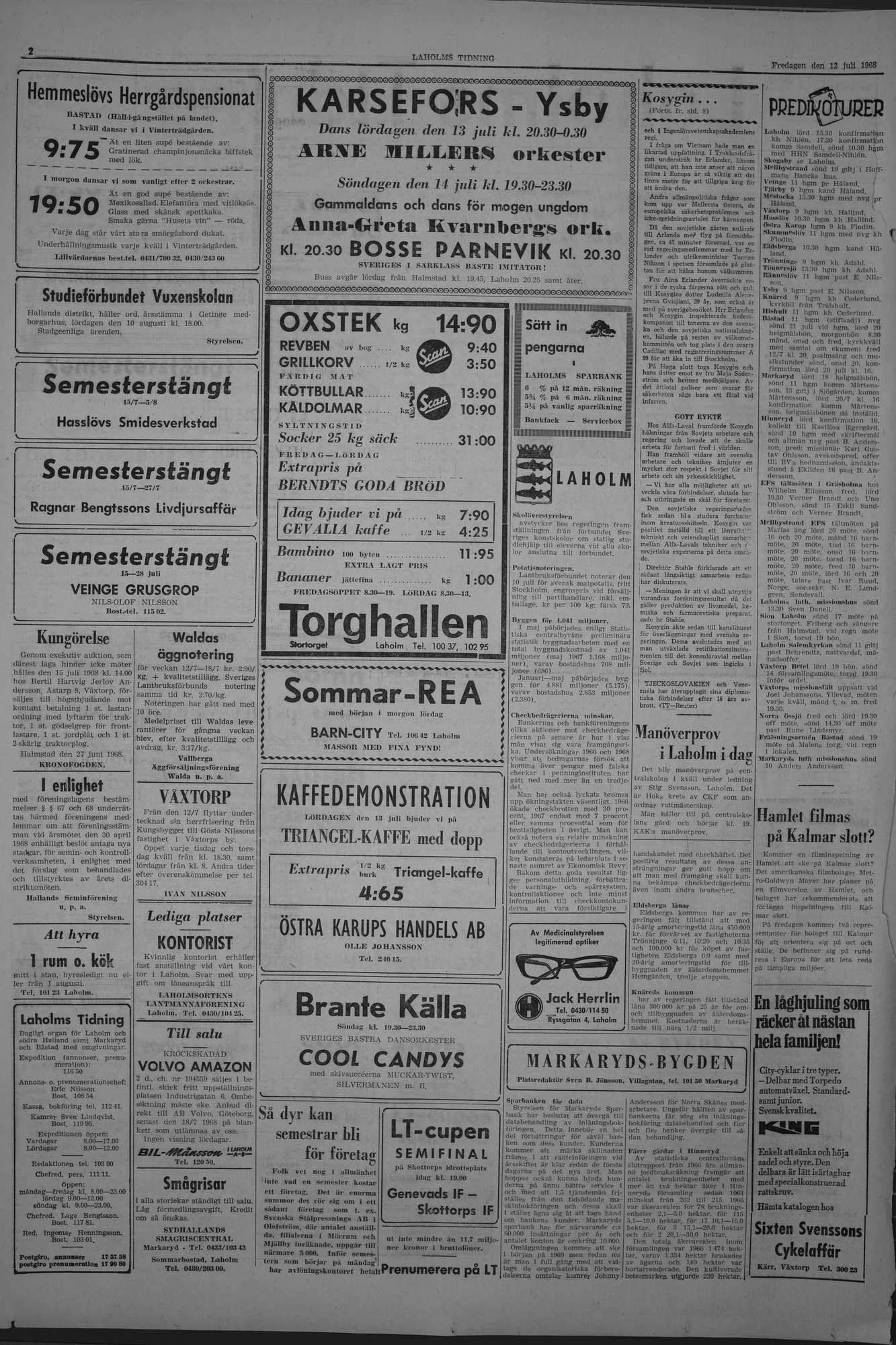 Laholms Tidning Fredag 12 juli 1968, sida 2